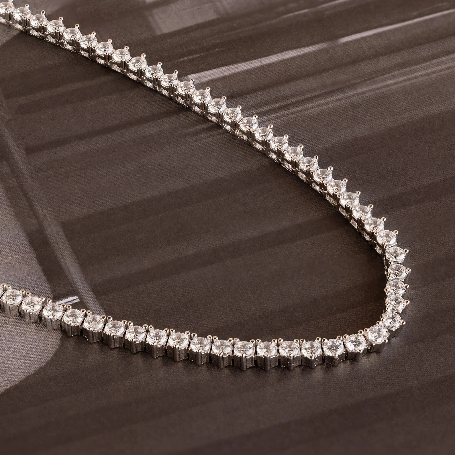 3-Prong Diamond Tennis Necklace & Bracelet Set in Silver - Image 4