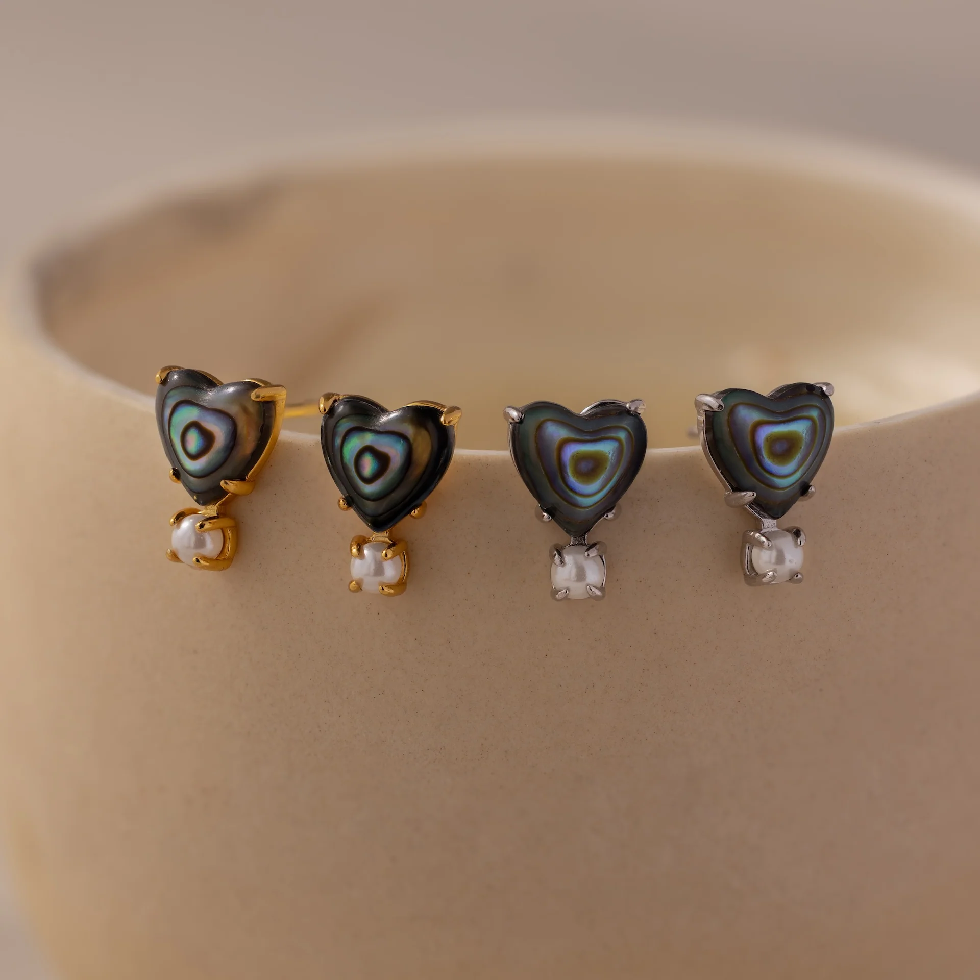 Abalone Pearl Heart Studs - Image 6