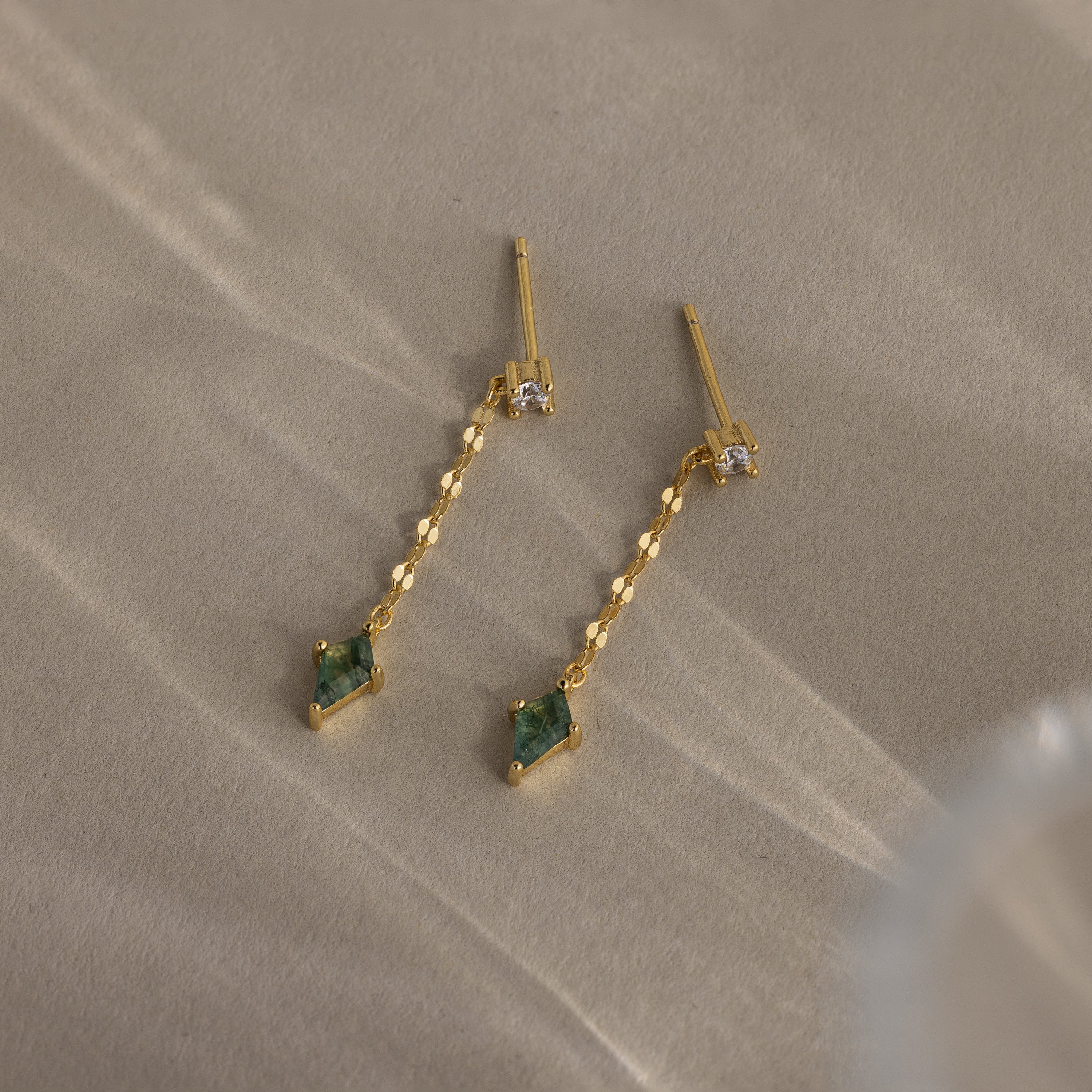 Agate Diamond Dangle Earrings in 18K Gold - Image 7