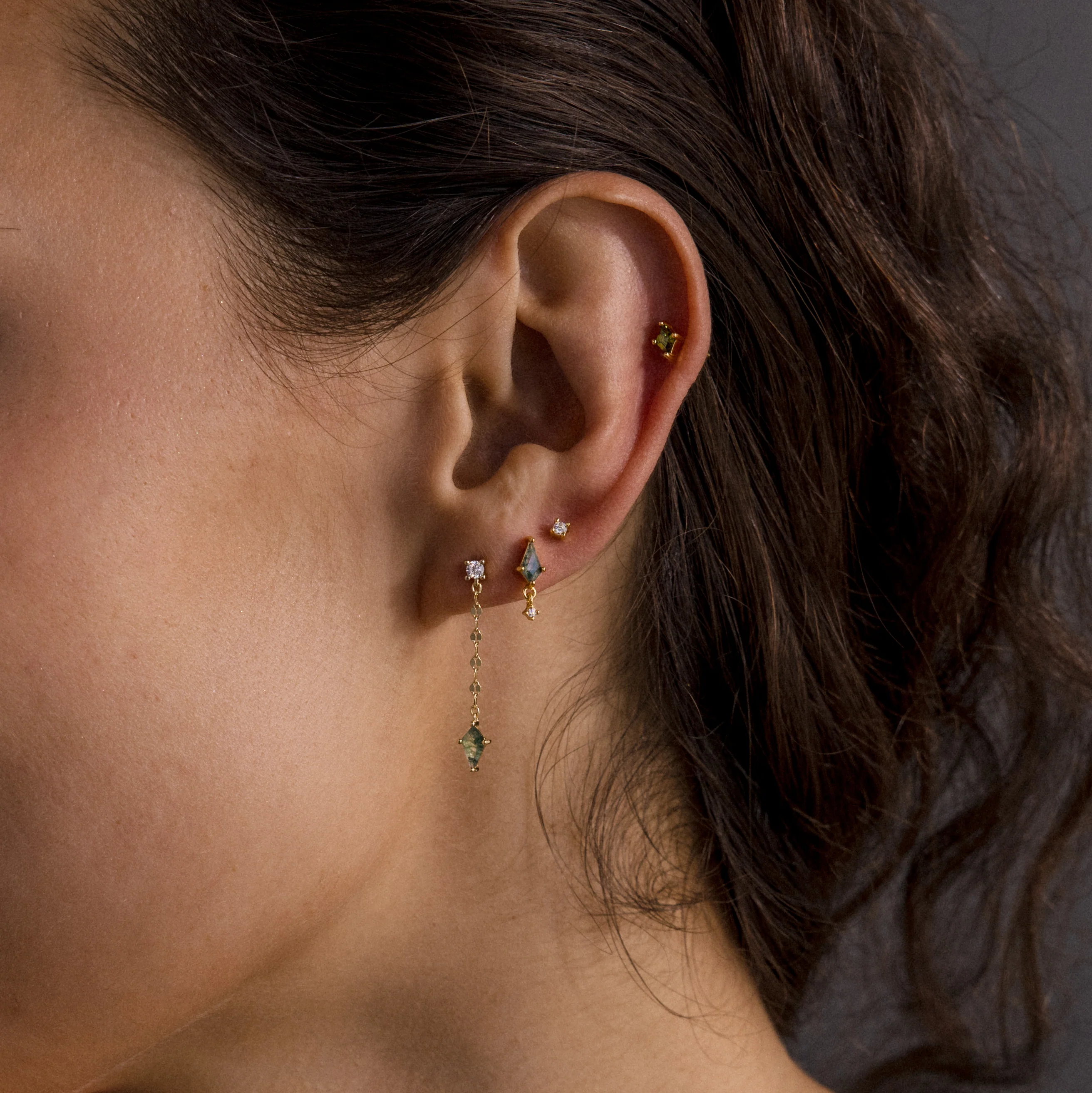 Agate Diamond Dangle Earrings - Image 7