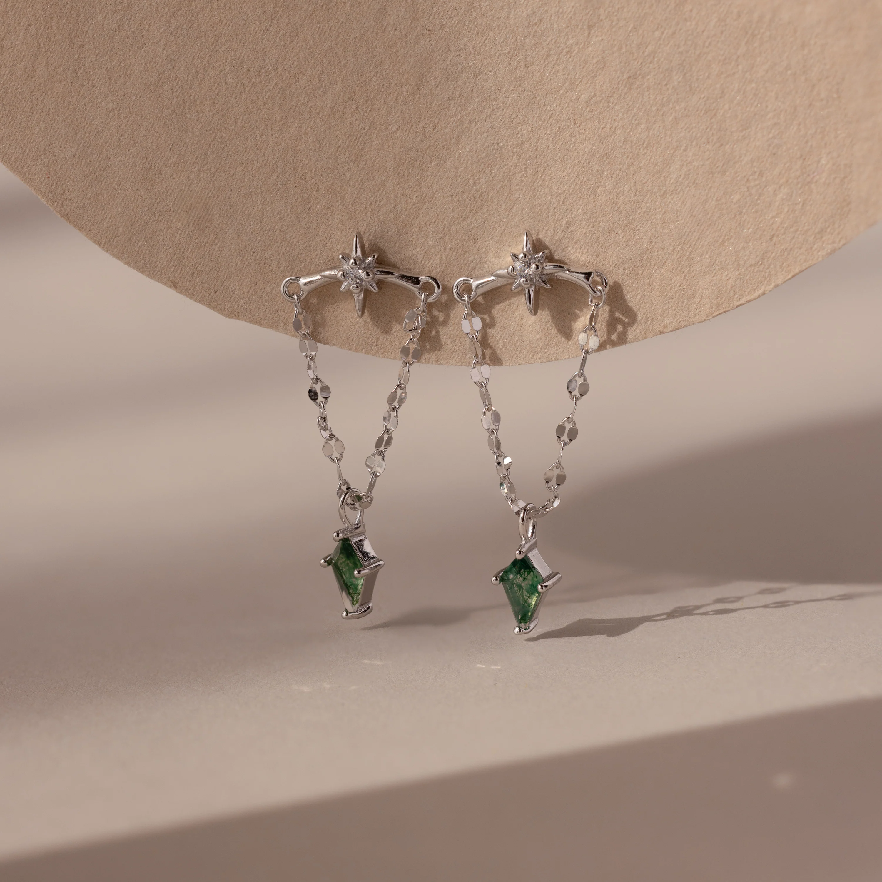 Agate Star Chain Earrings - Image 2