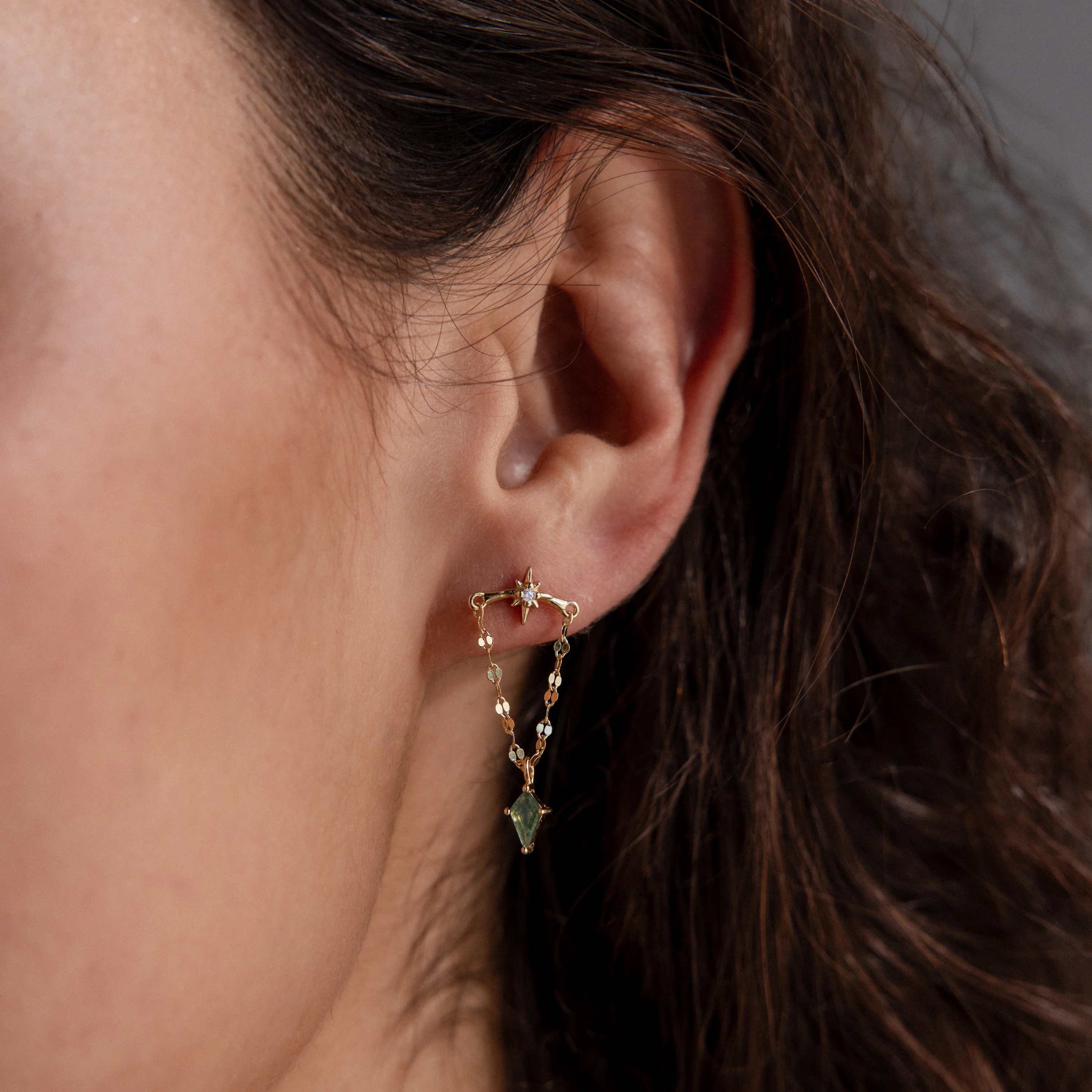 Agate Star Chain Earrings - Image 3