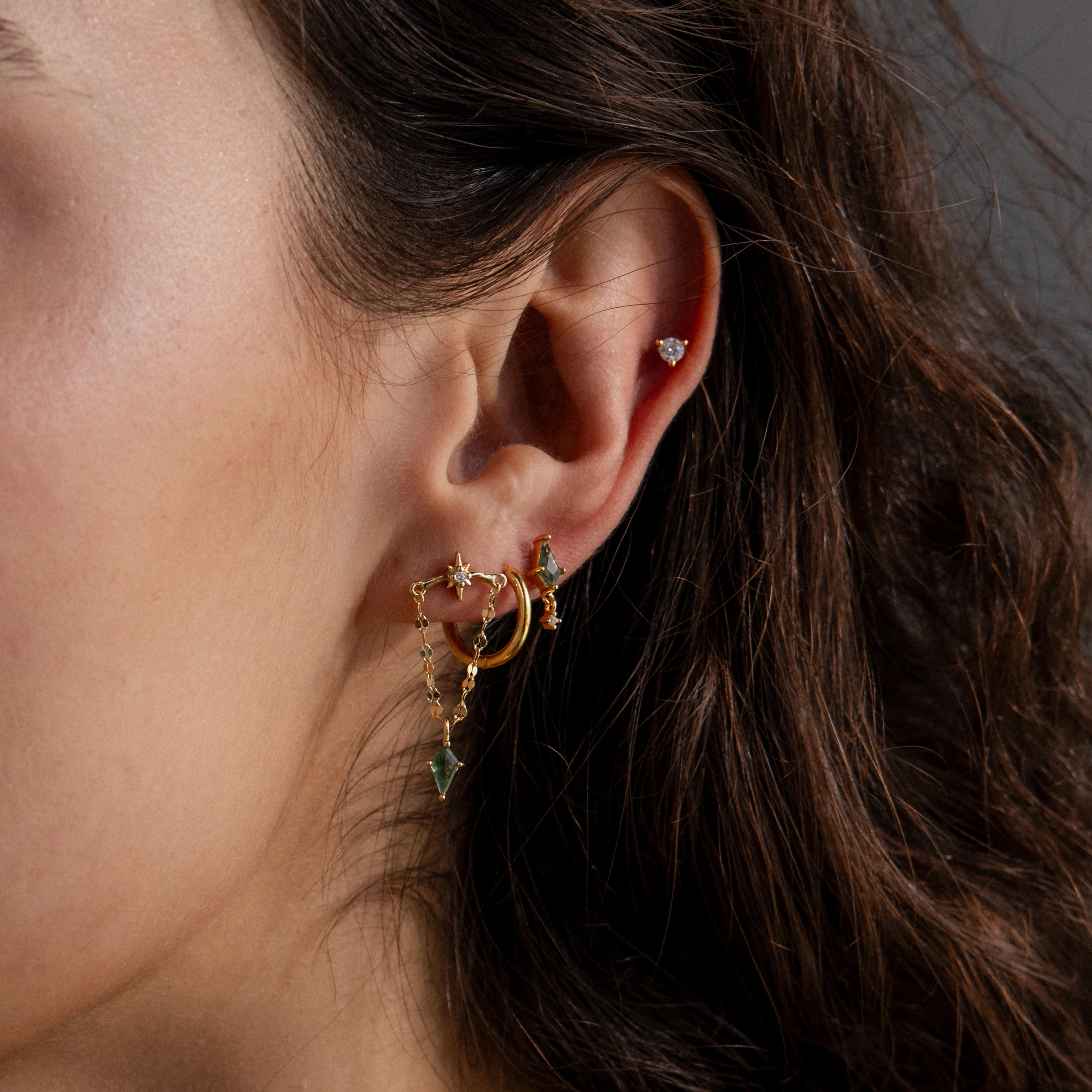 Agate Star Chain Earrings - Image 7