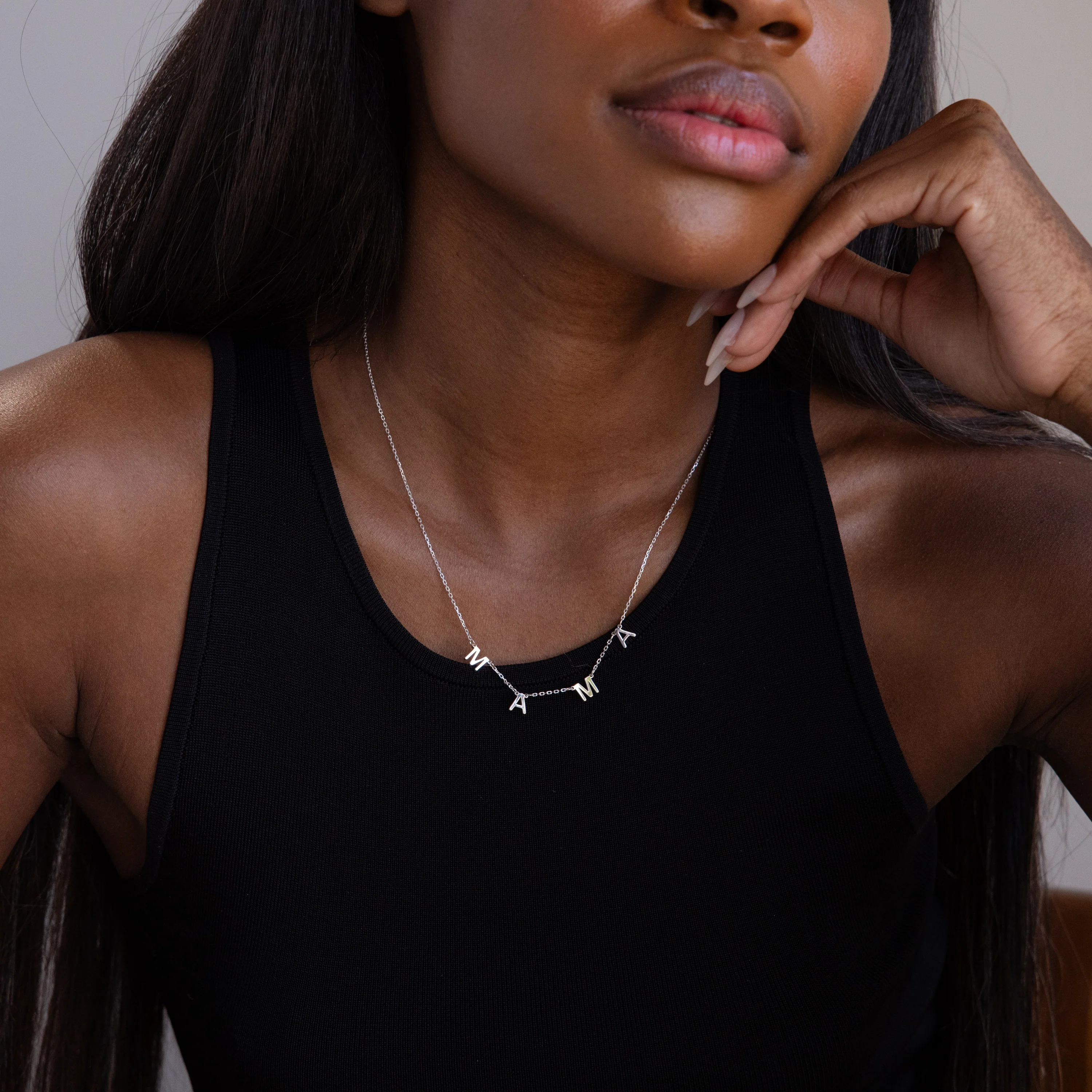 Custom Letter Necklace in Silver - Image 4