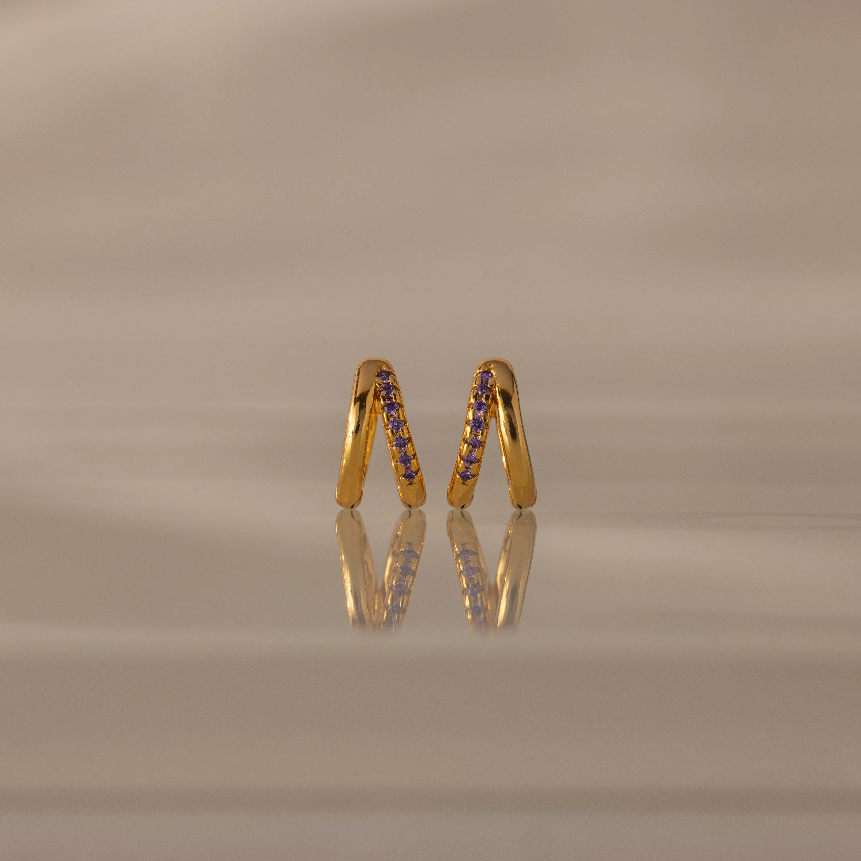 Amelia Duo Birthstone Huggies - Image 2