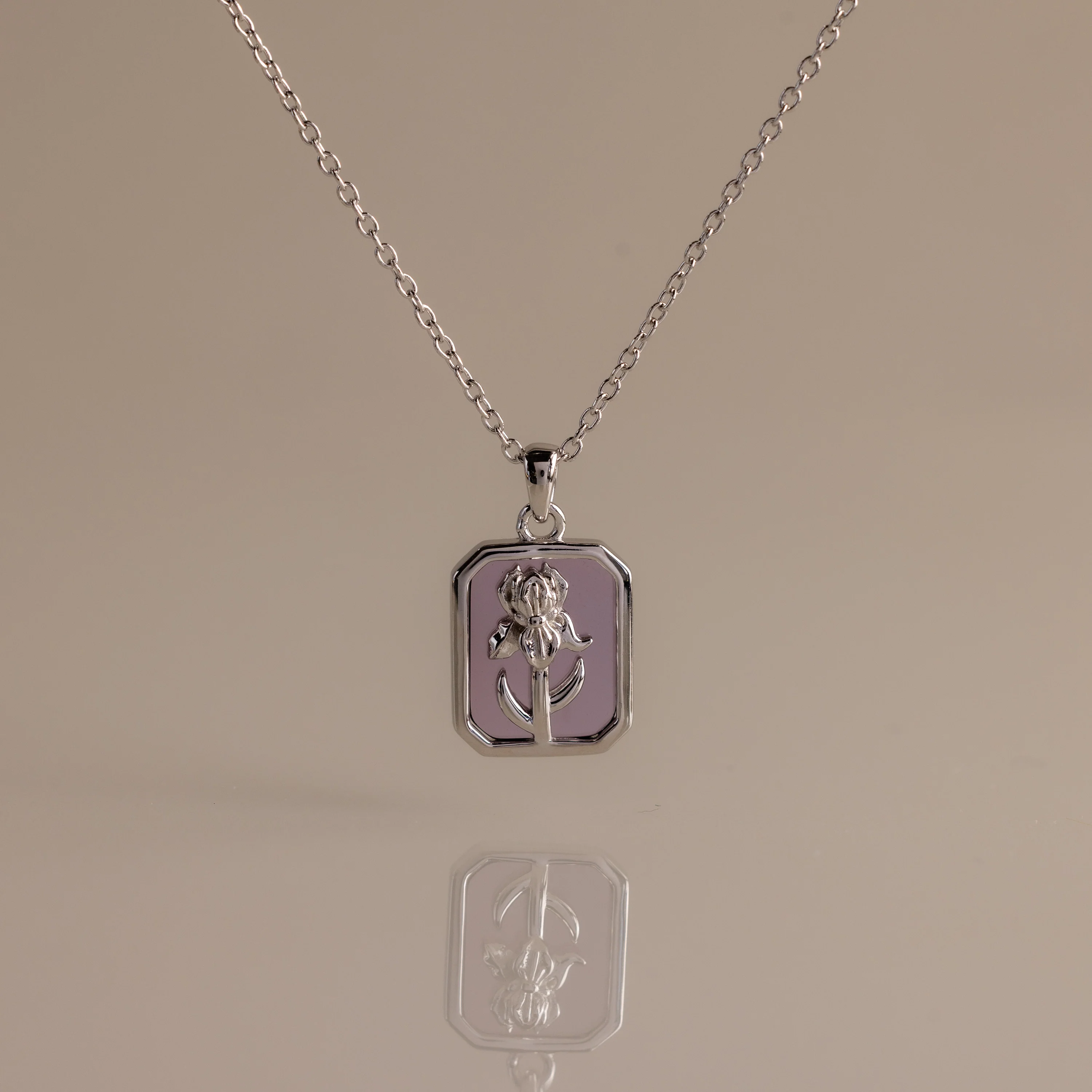 Amethyst Birth Flower Charm Necklace - Image 3