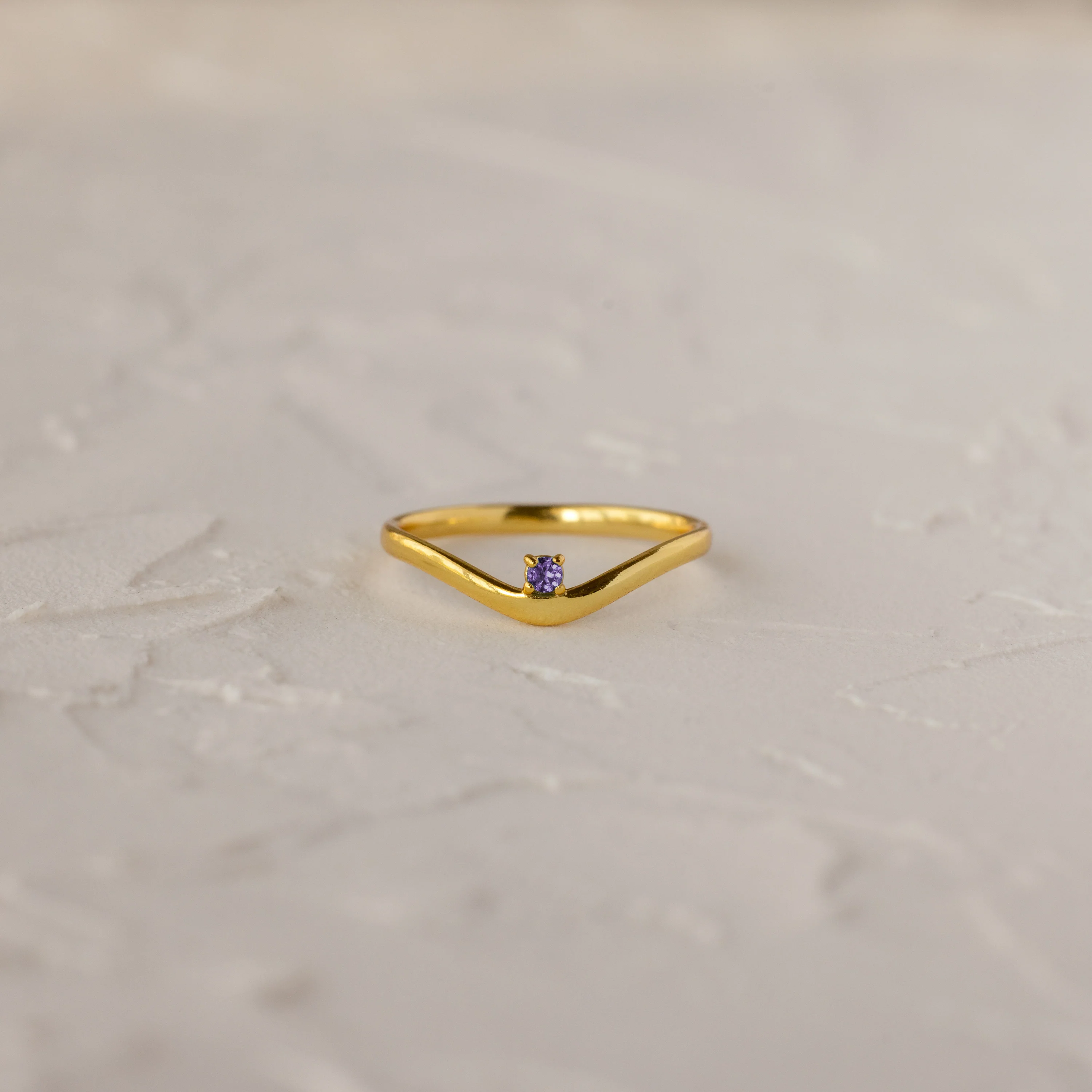 Amethyst Drop Curve Ring