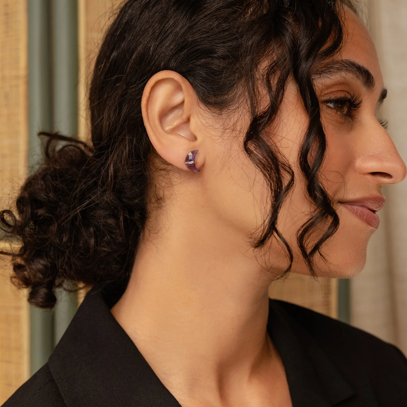 Amethyst Moon & Star Studs - Image 5