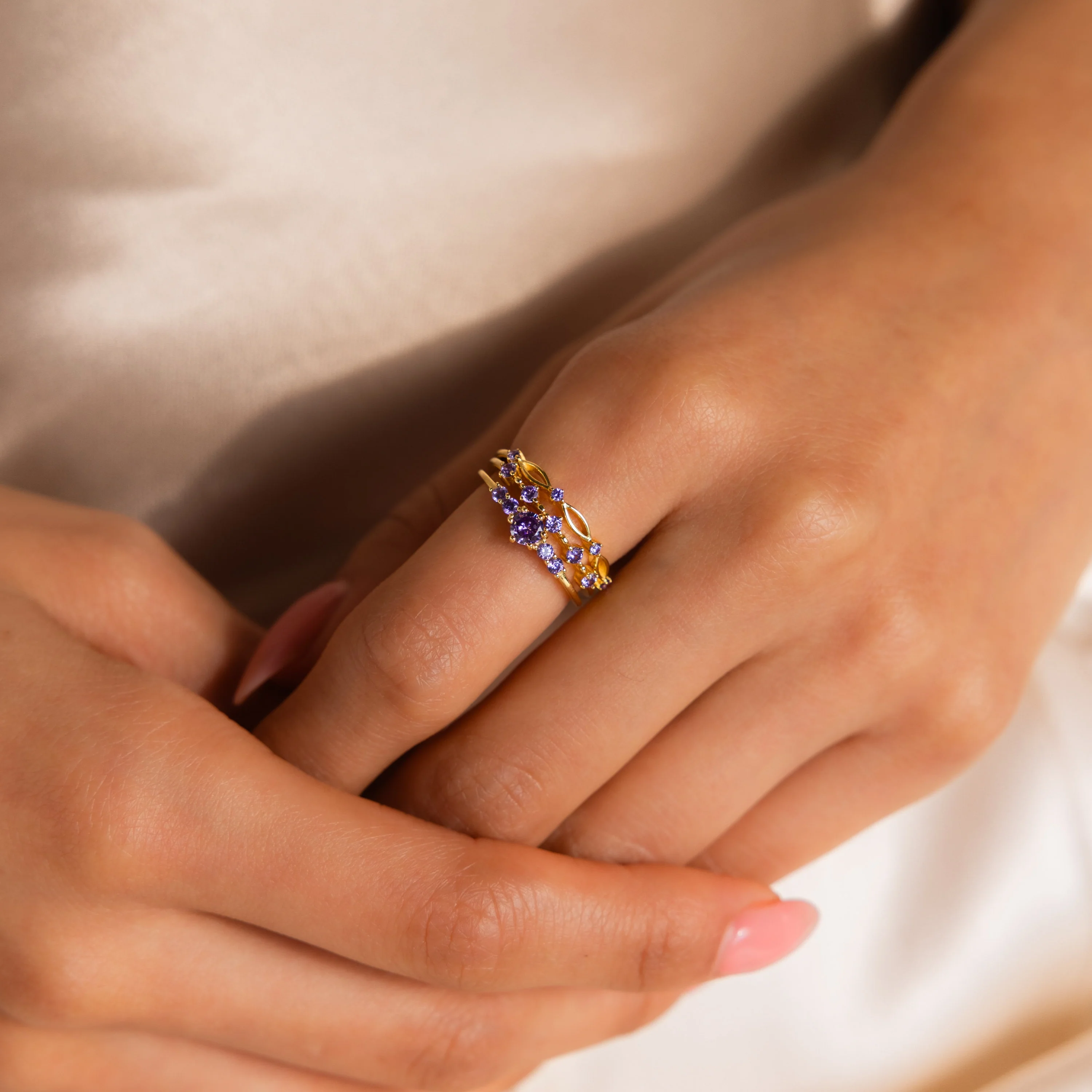 Amethyst Stacking Ring Set - Image 2