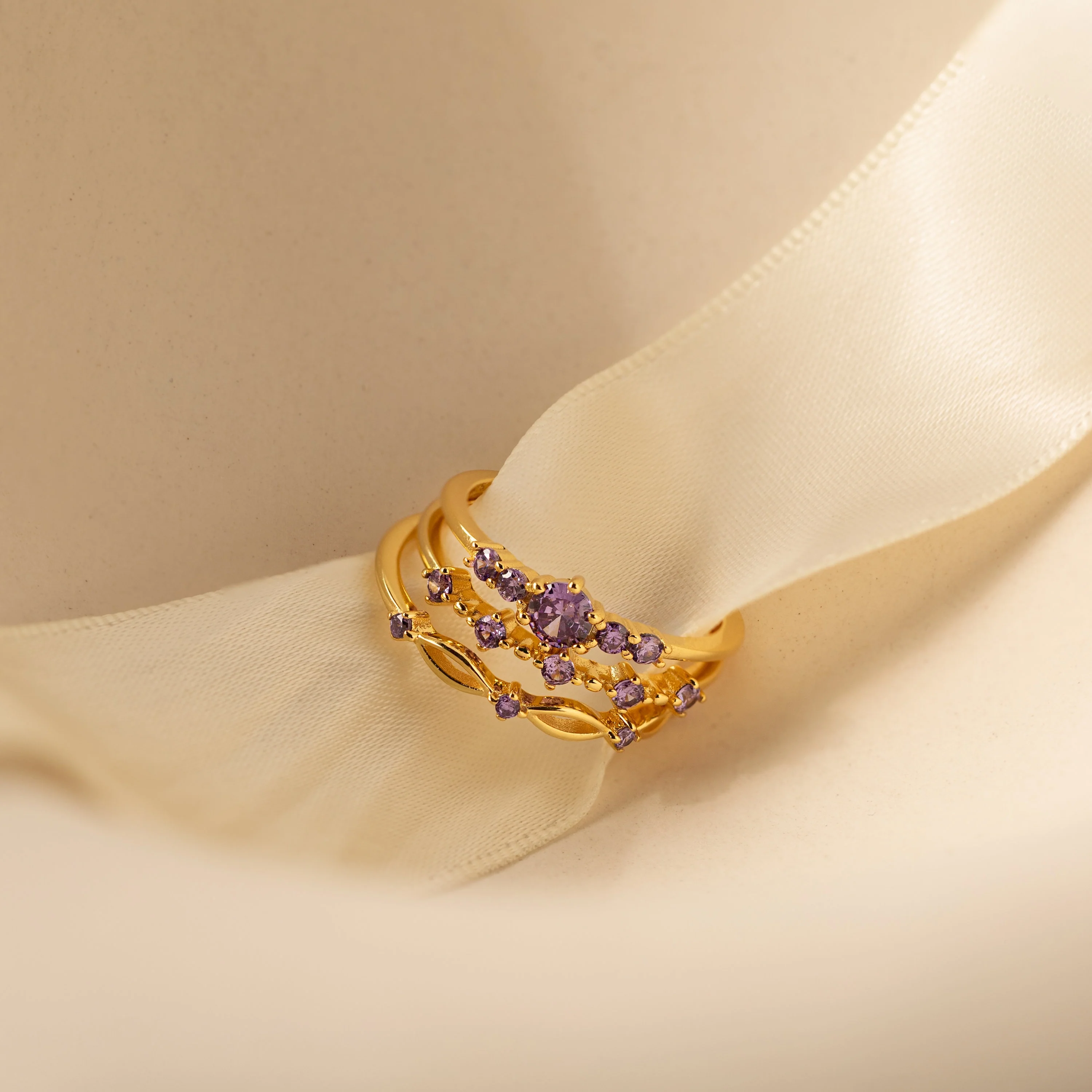 Amethyst Stacking Ring Set - Image 3