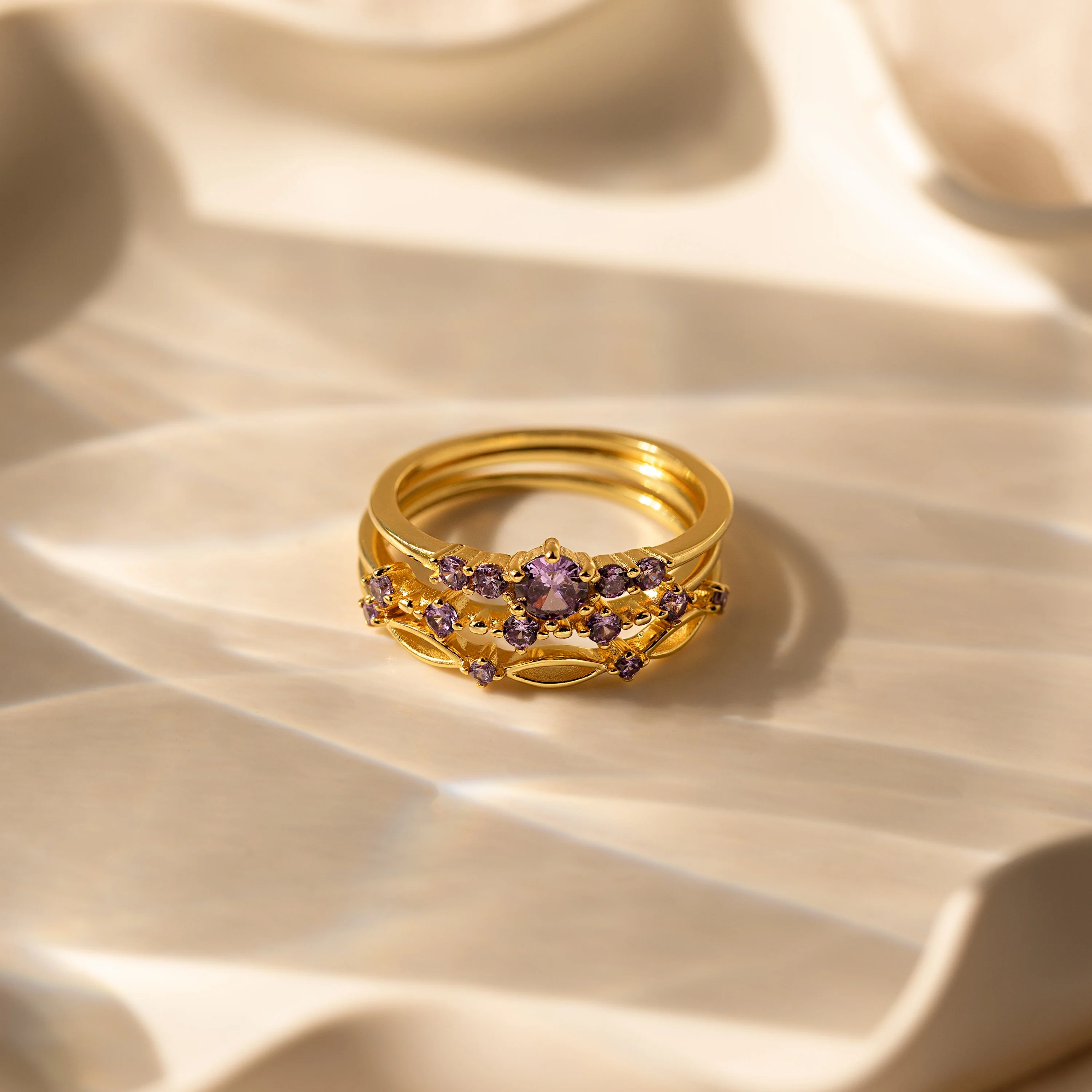 Amethyst Stacking Ring Set - Image 5