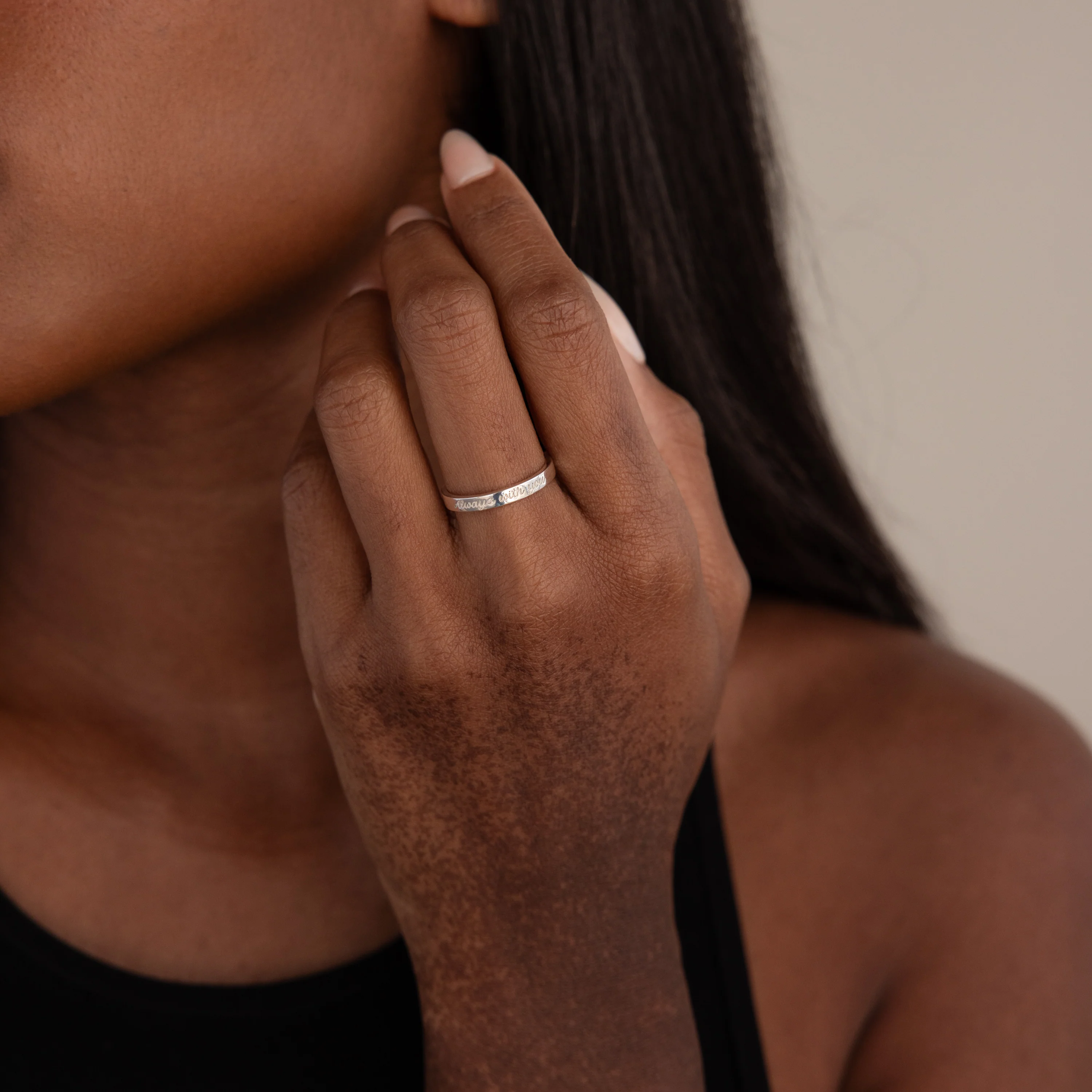 Ann Thin Message Ring - Image 4