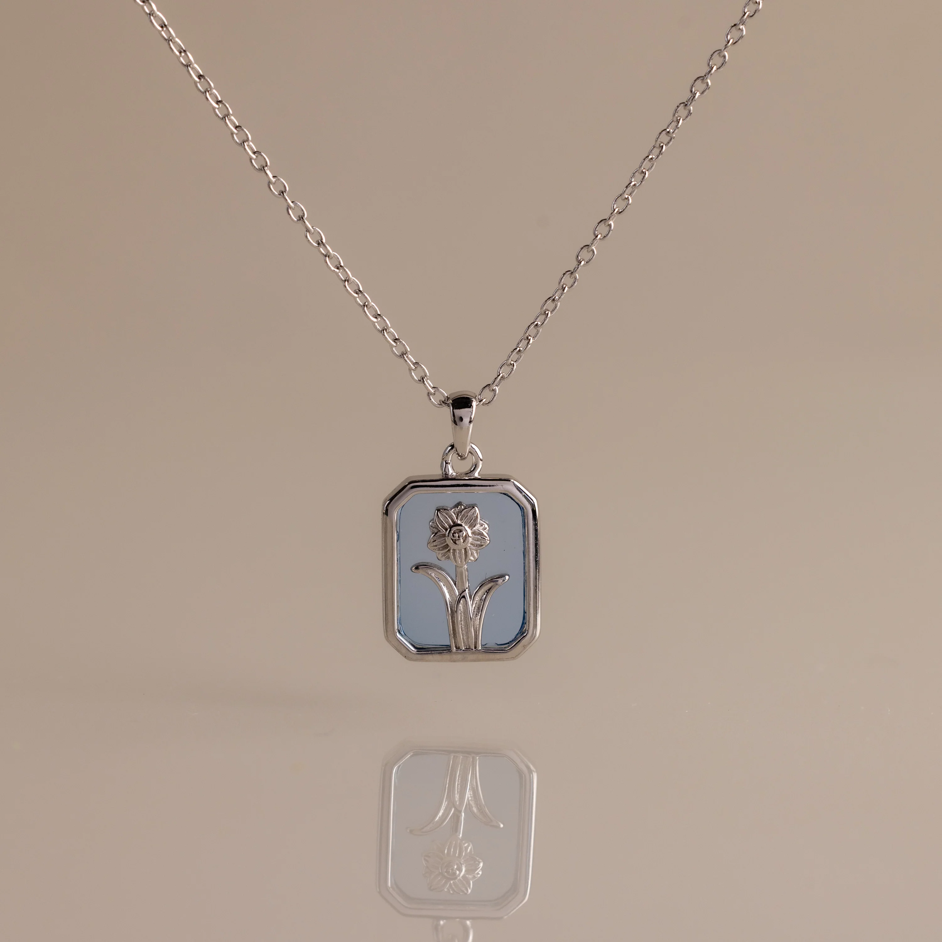 Aquamarine Birth Flower Charm Necklace - Image 3