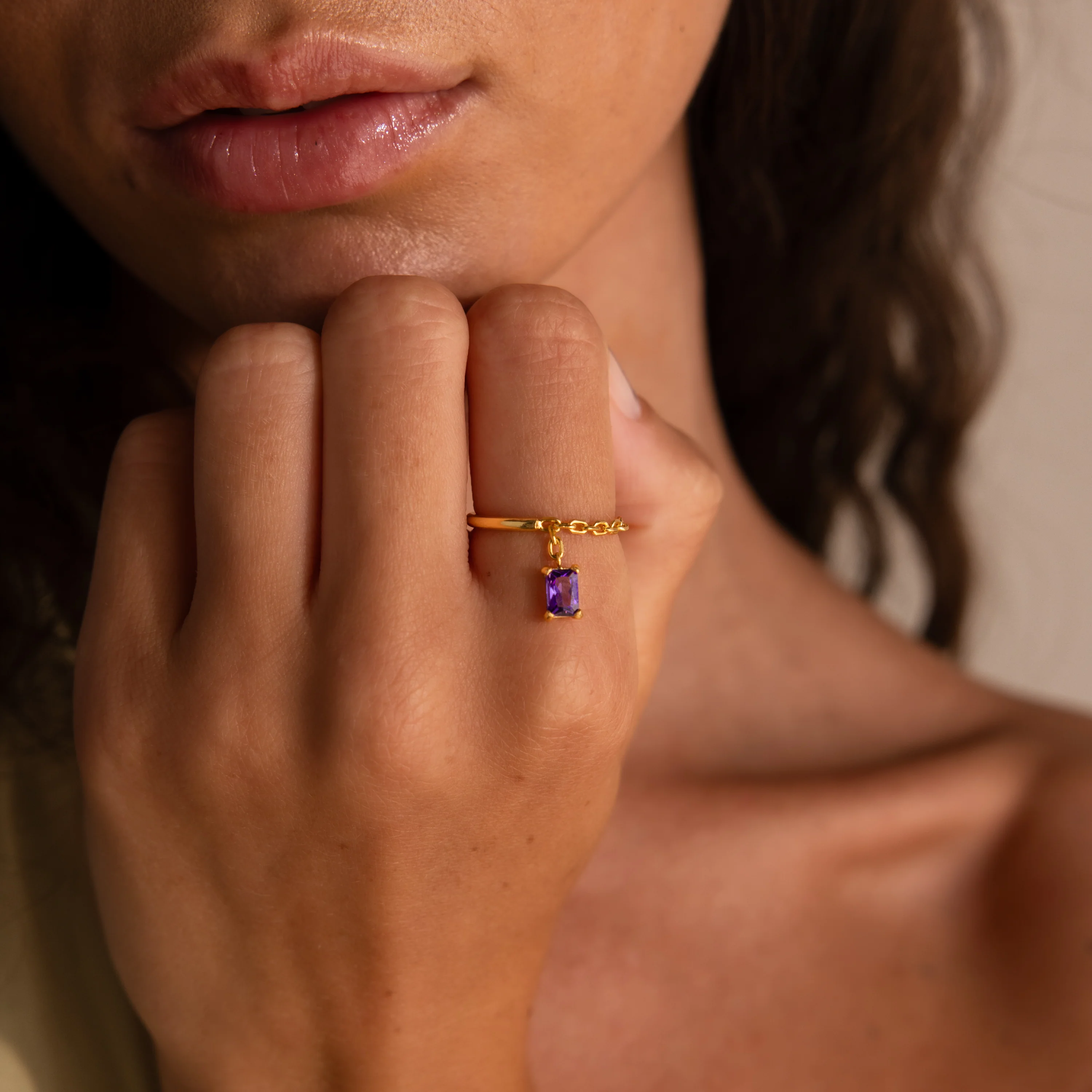 Garnet Drop Chain Ring - Image 2