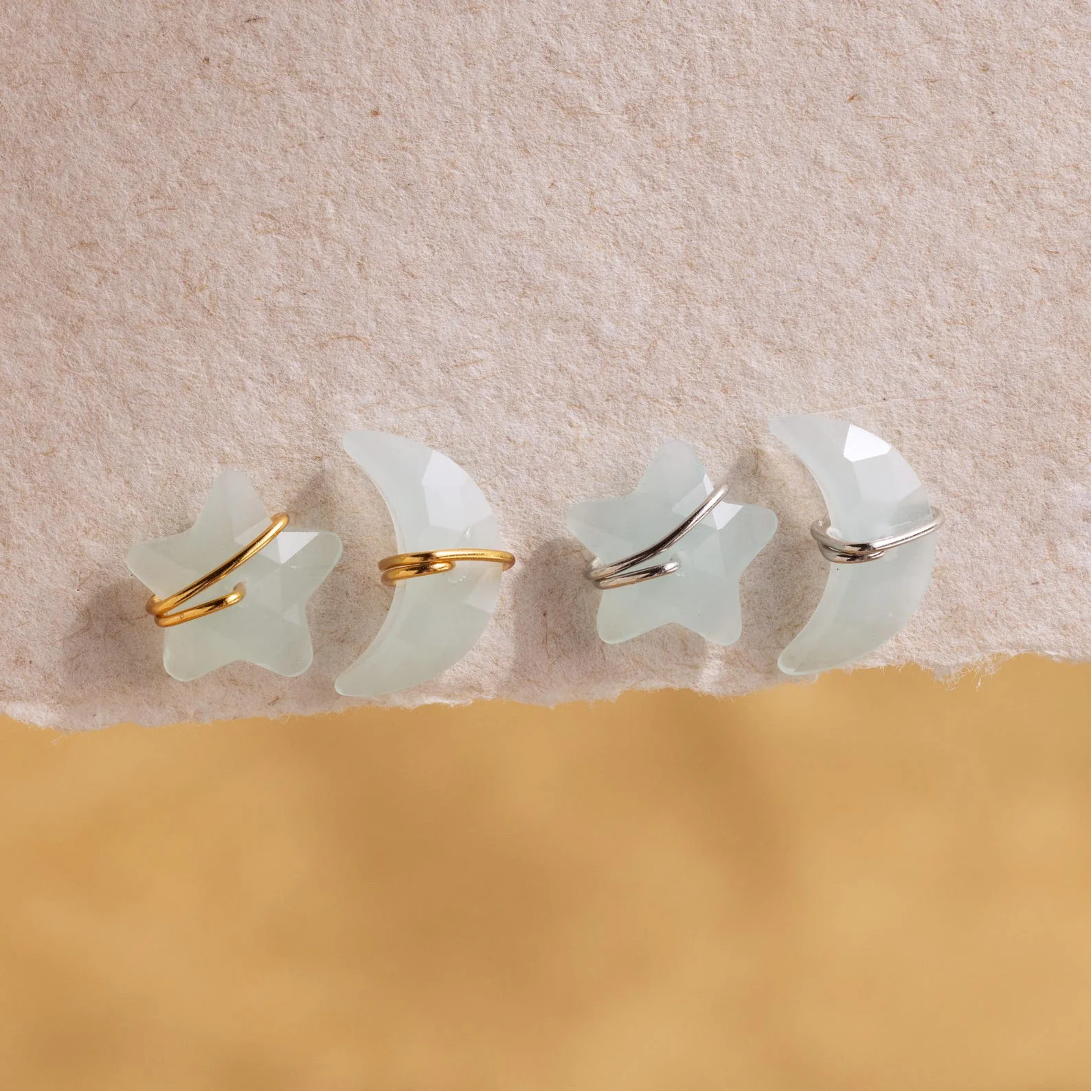 Aquamarine Moon & Star Studs - Image 3