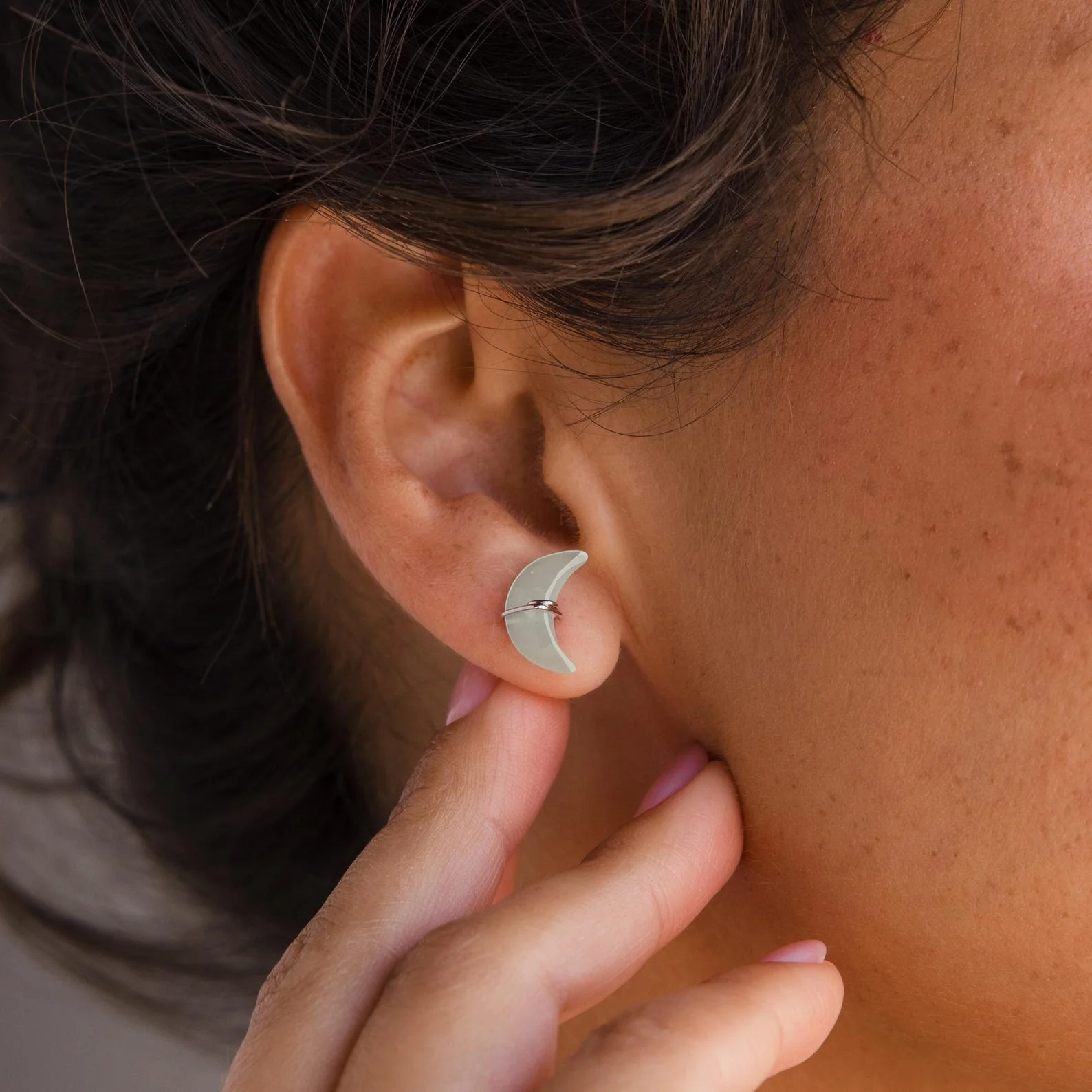 Aquamarine Moon & Star Studs - Image 4