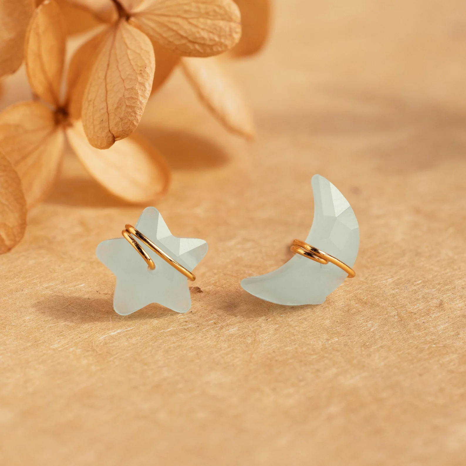 Aquamarine Moon & Star Studs - Image 7