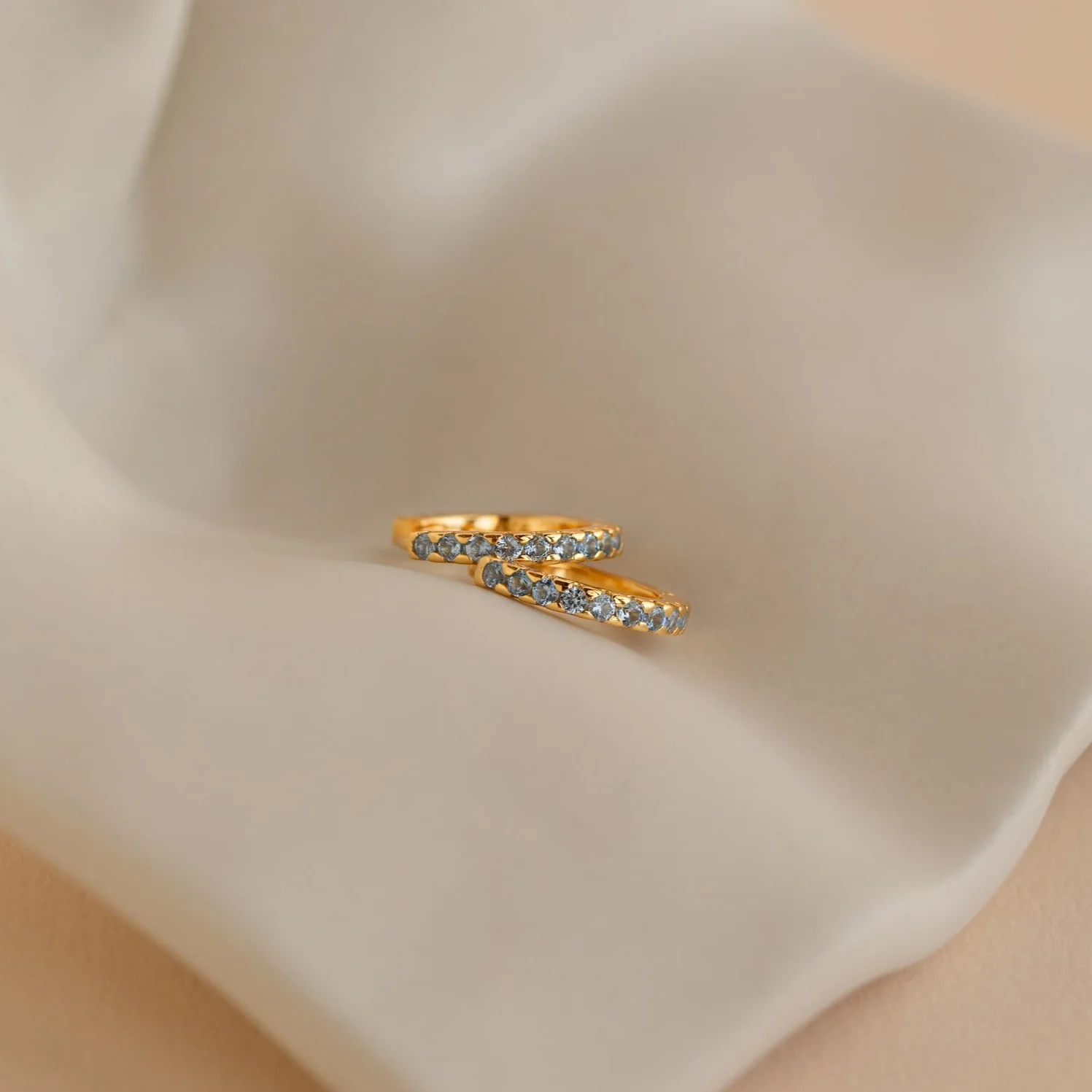 Aquamarine Pave Huggies - Image 2