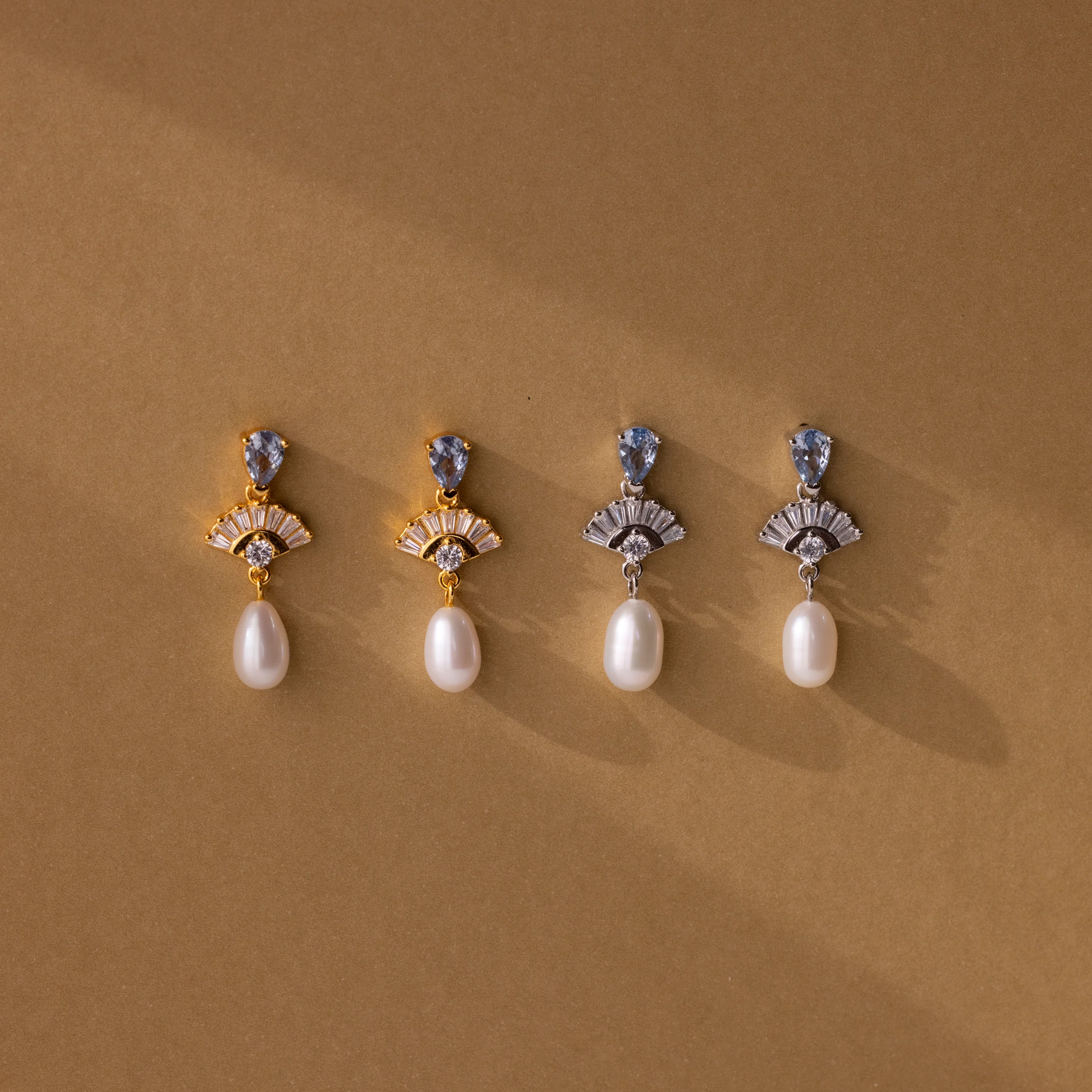 Aquamarine Pearl Drop Earrings in 18K Gold - Image 7