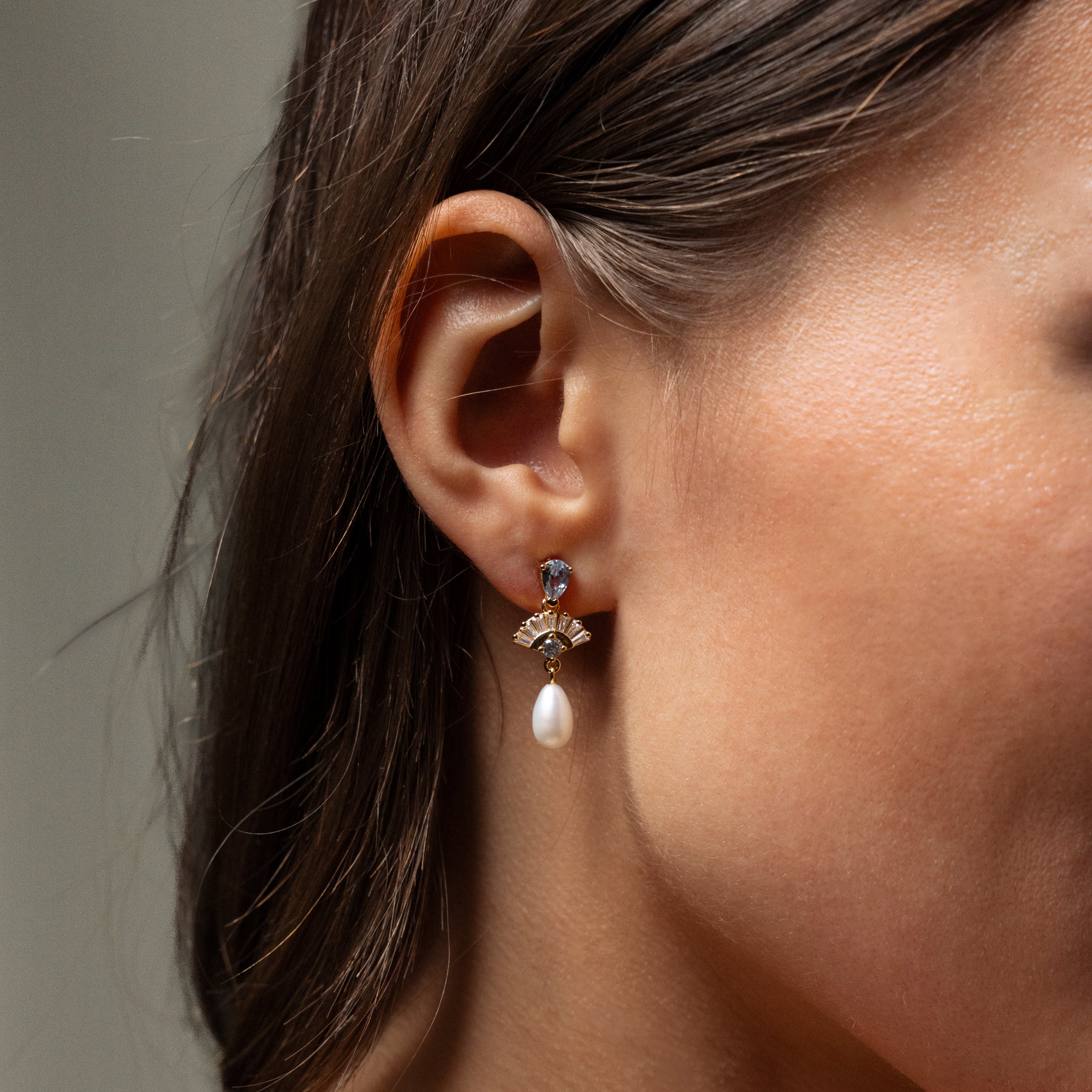 Aquamarine Pearl Drop Earrings - Image 3