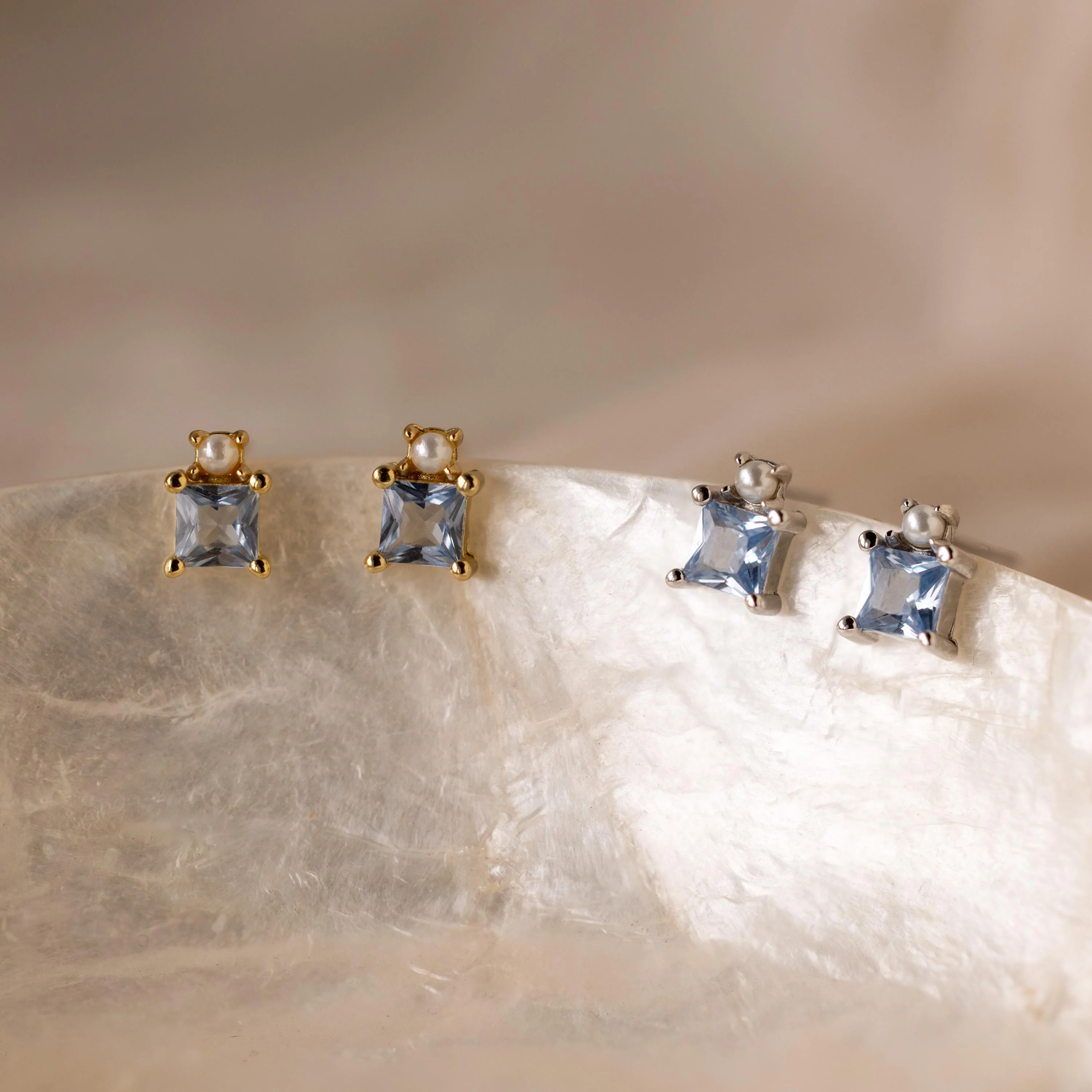 Aquamarine Pearl Studs - Image 3
