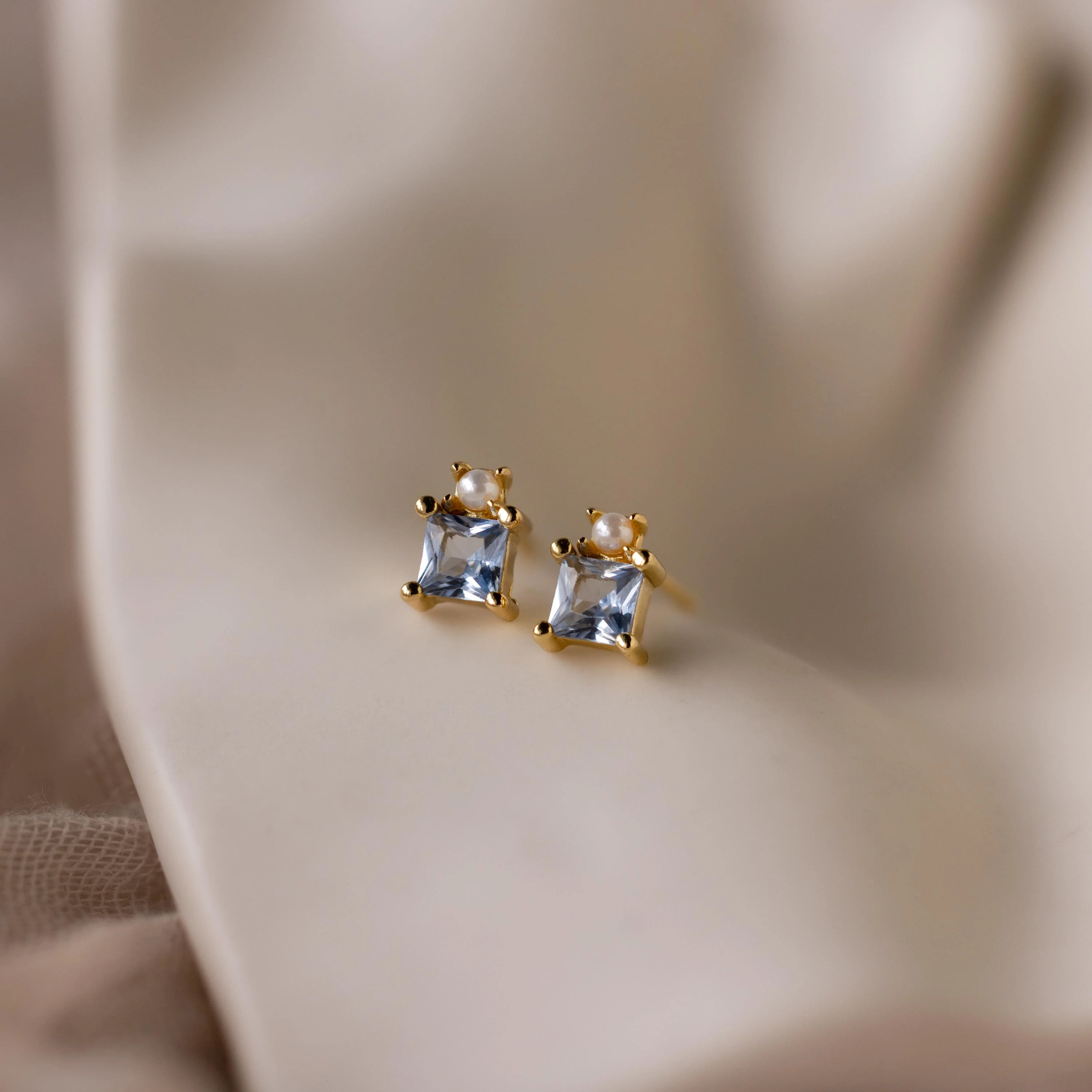 Aquamarine Pearl Studs - Image 7