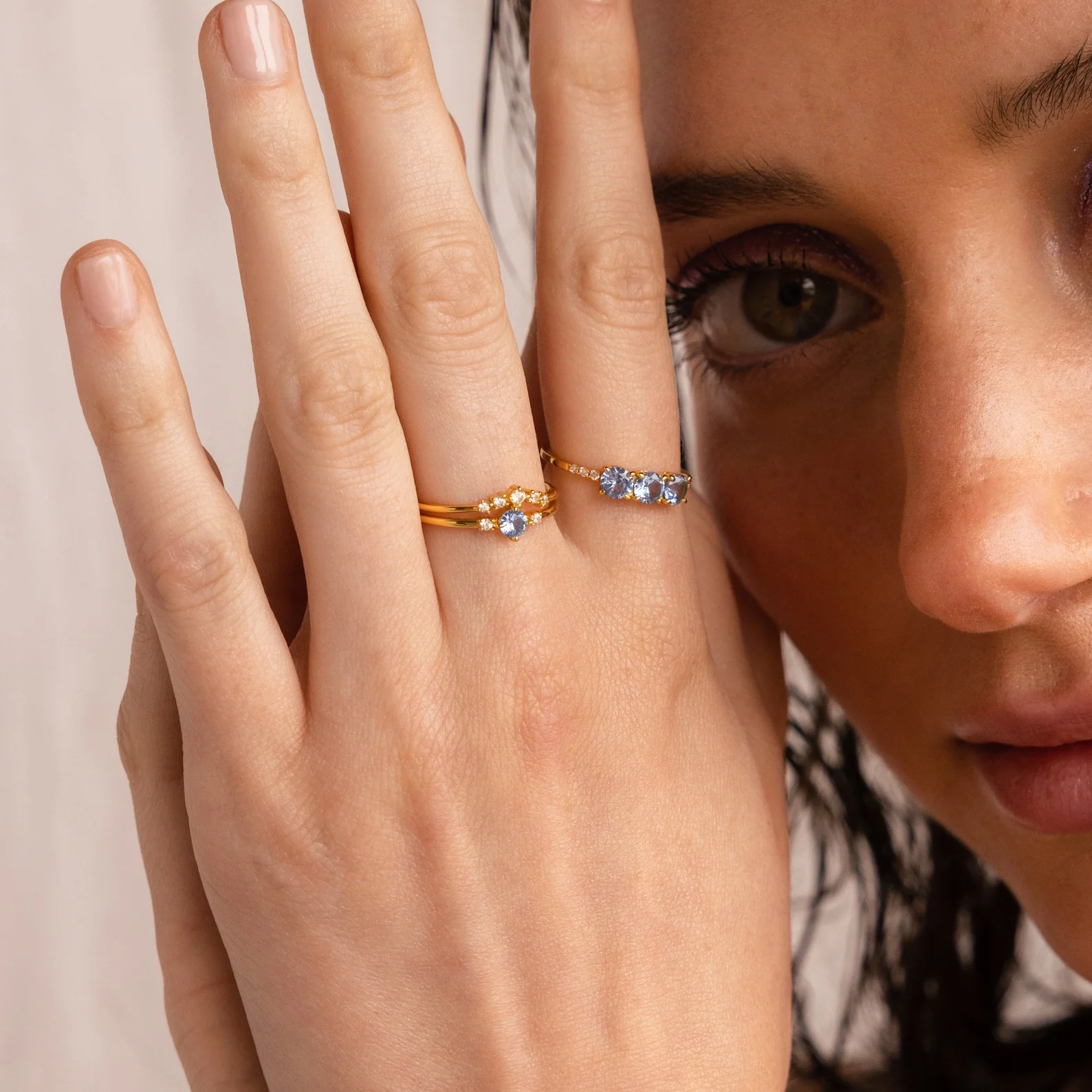 Aquamarine Stacking Ring Set - Image 3