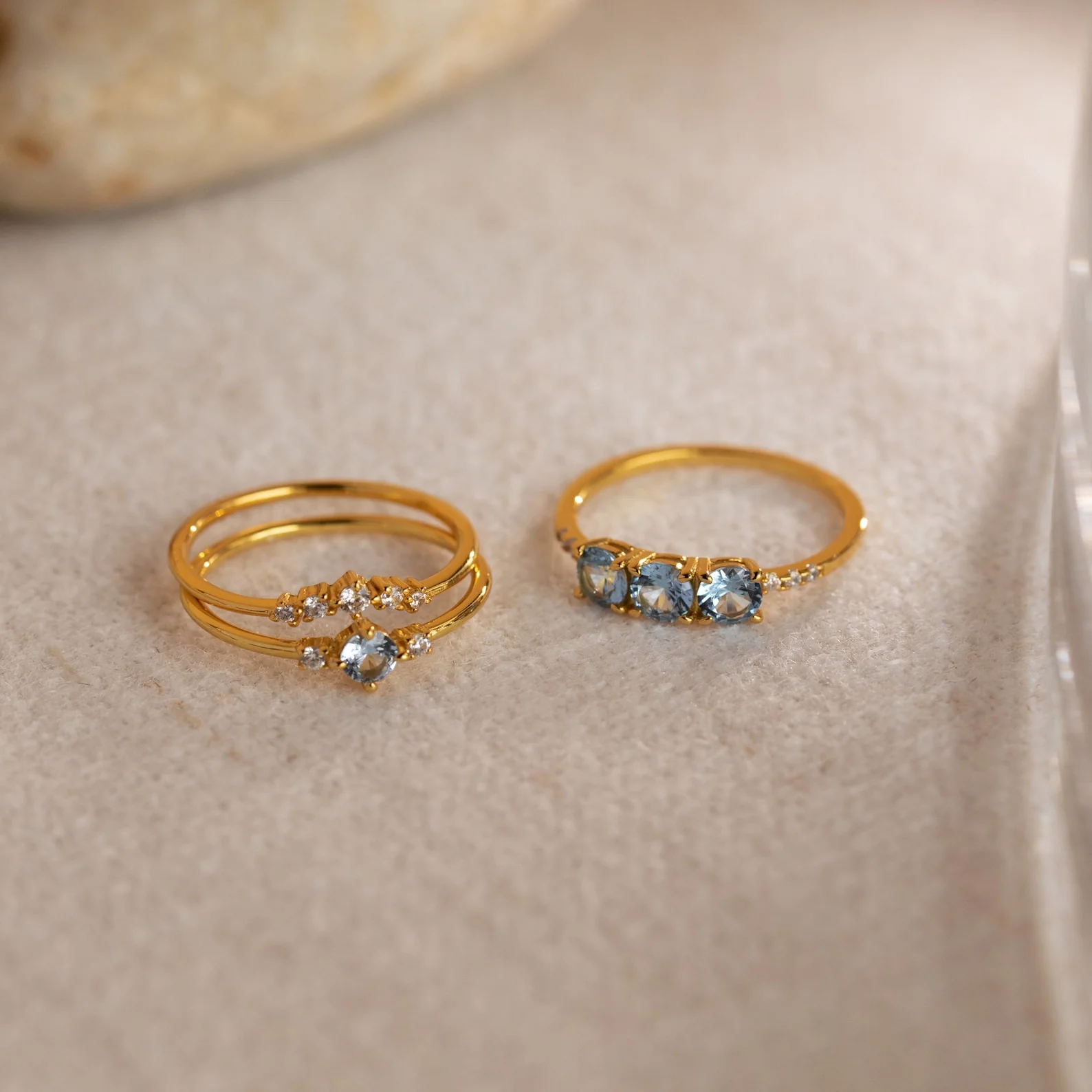 Aquamarine Stacking Ring Set - Image 4