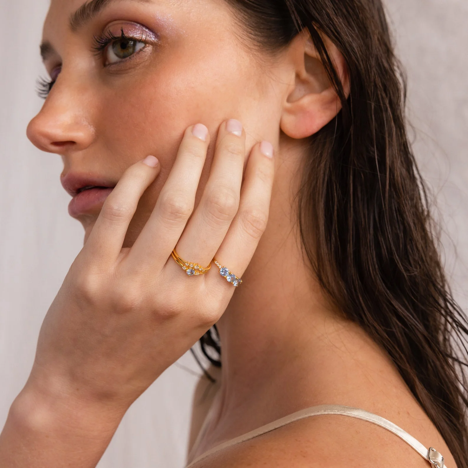 Aquamarine Stacking Ring Set - Image 7