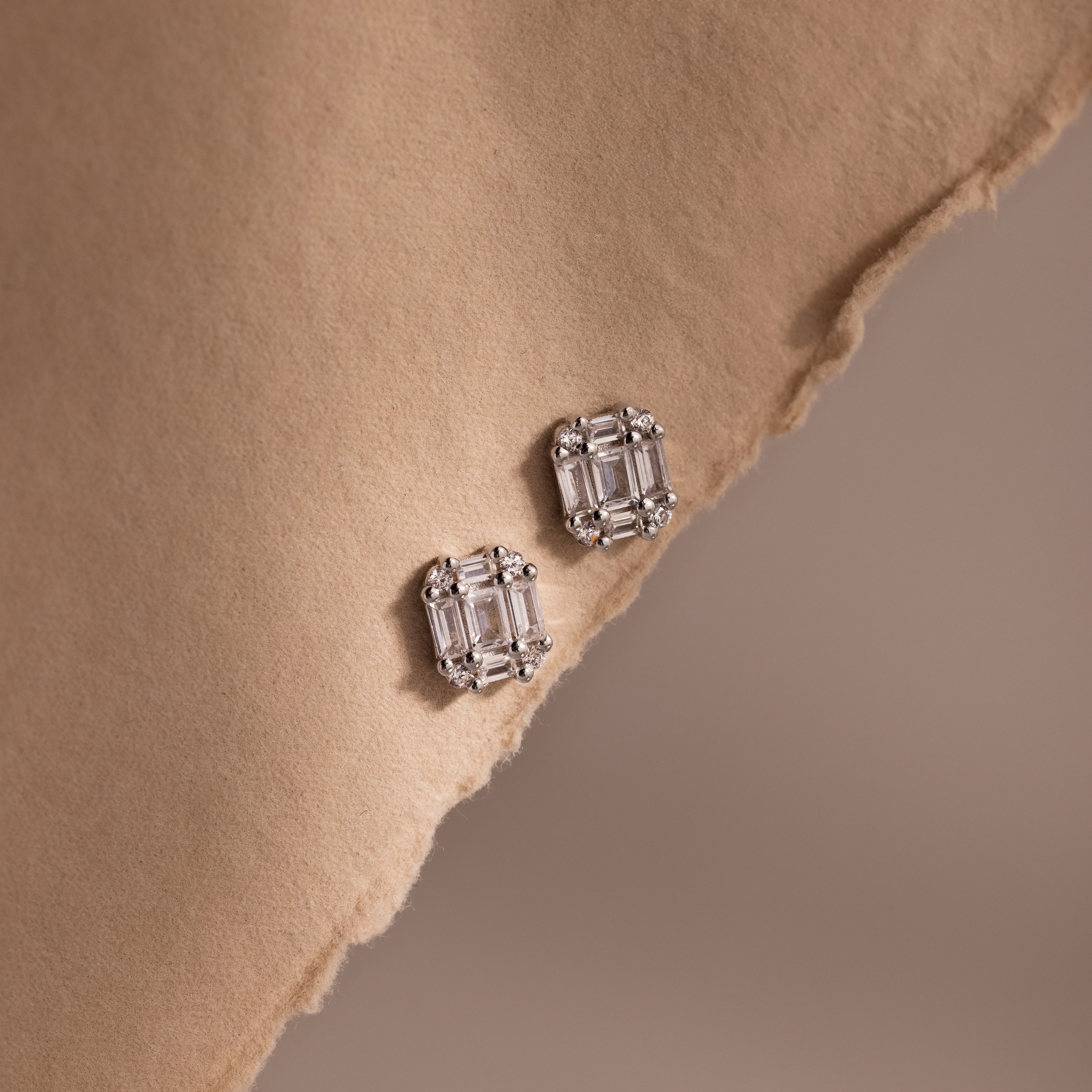 Arabella Diamond Studs in Silver - Image 3