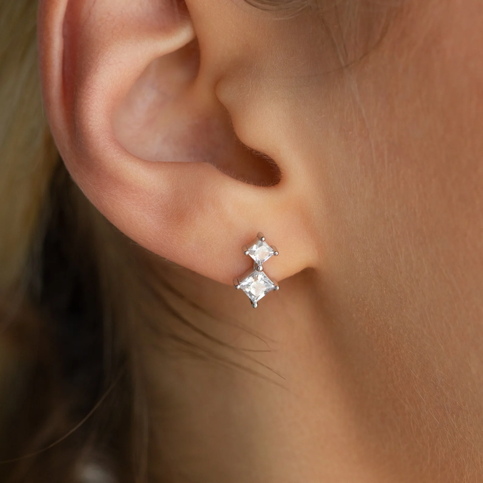 Aria Diamond Drop Studs - Image 4