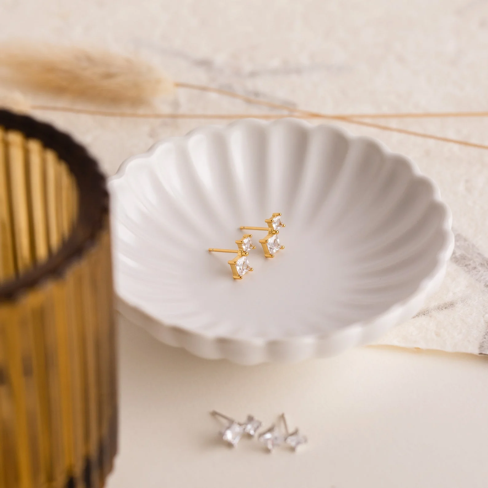 Aria Diamond Drop Studs - Image 5