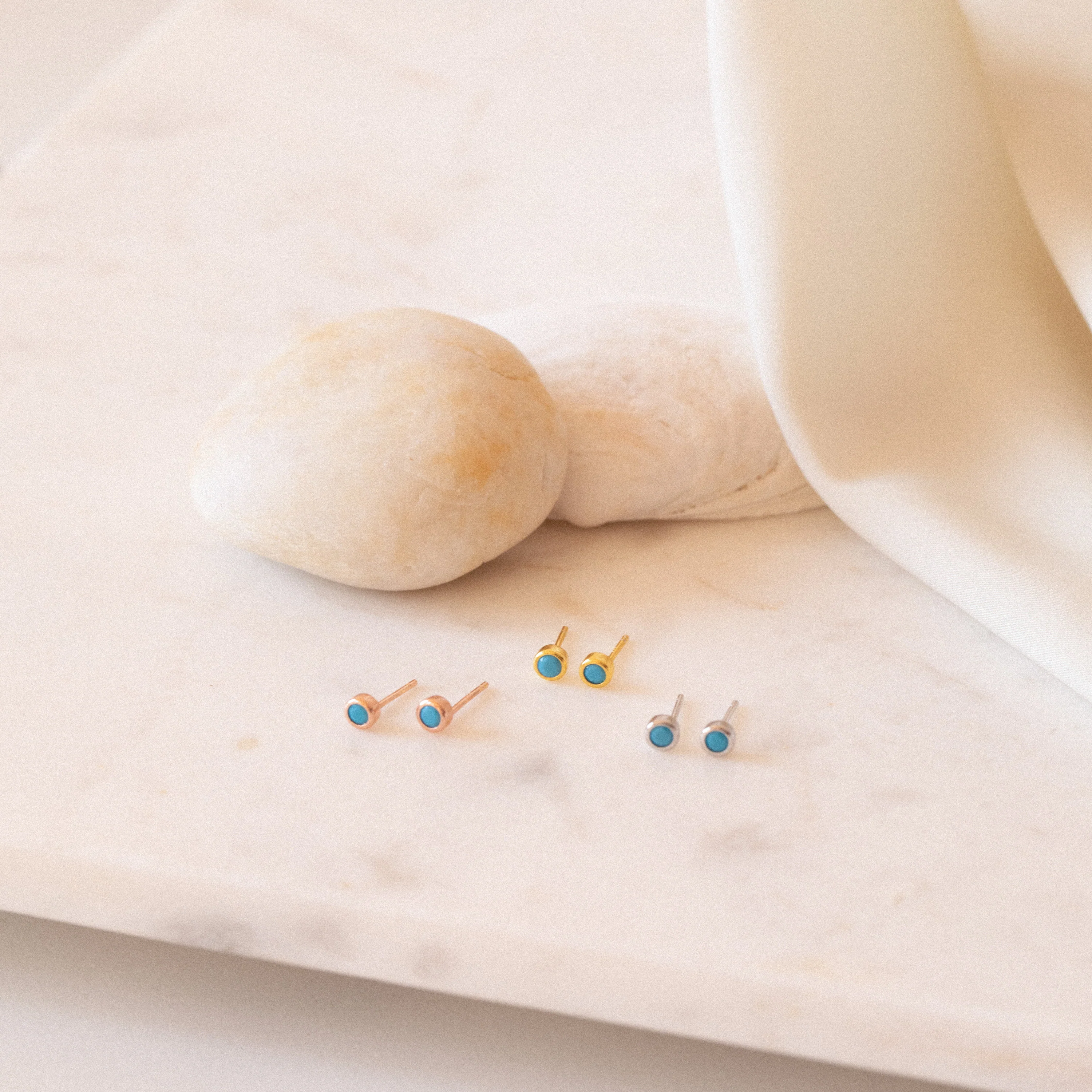 Ariel Turquoise Studs in 18K Gold - Image 3