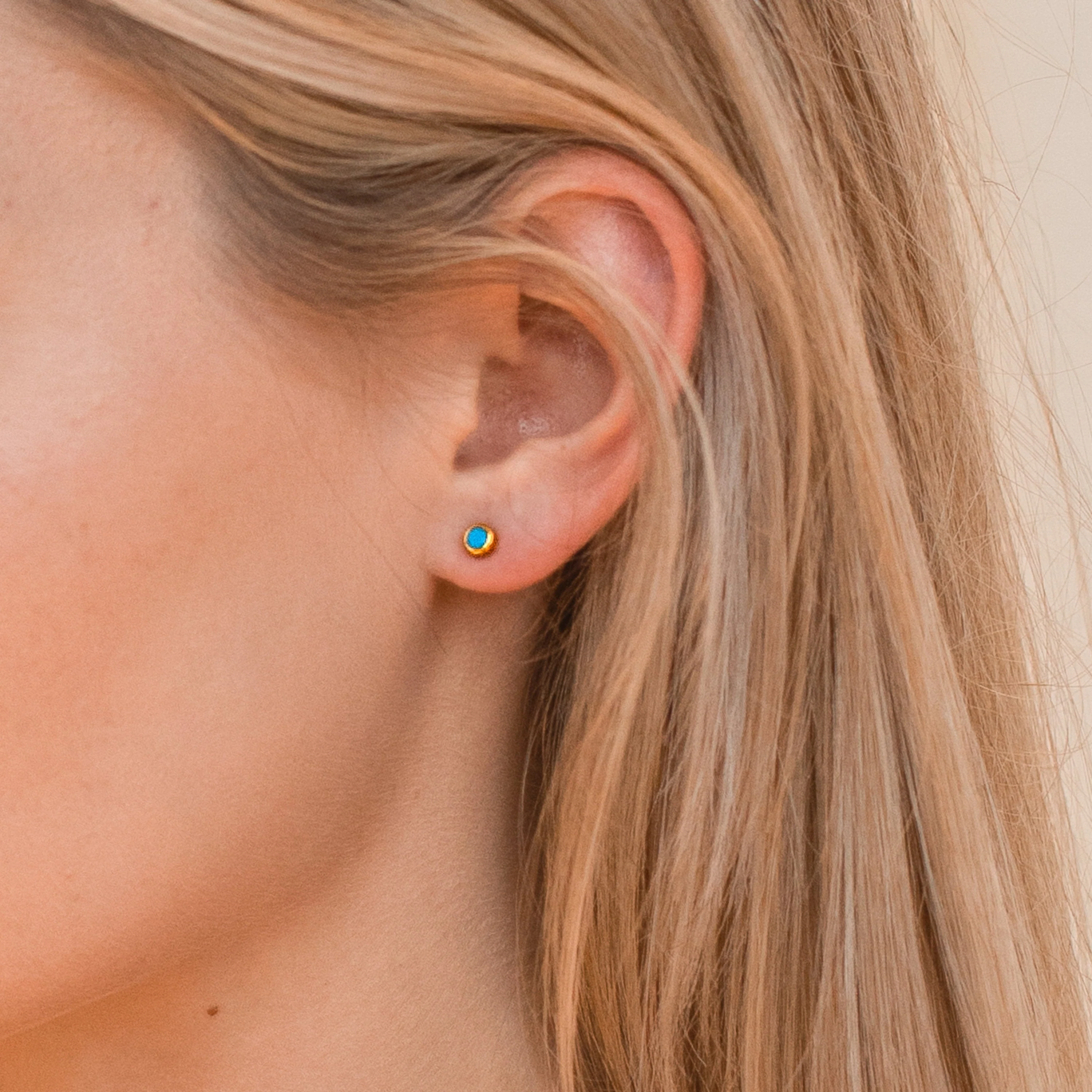 Ariel Turquoise Studs in Rose Gold - Image 2