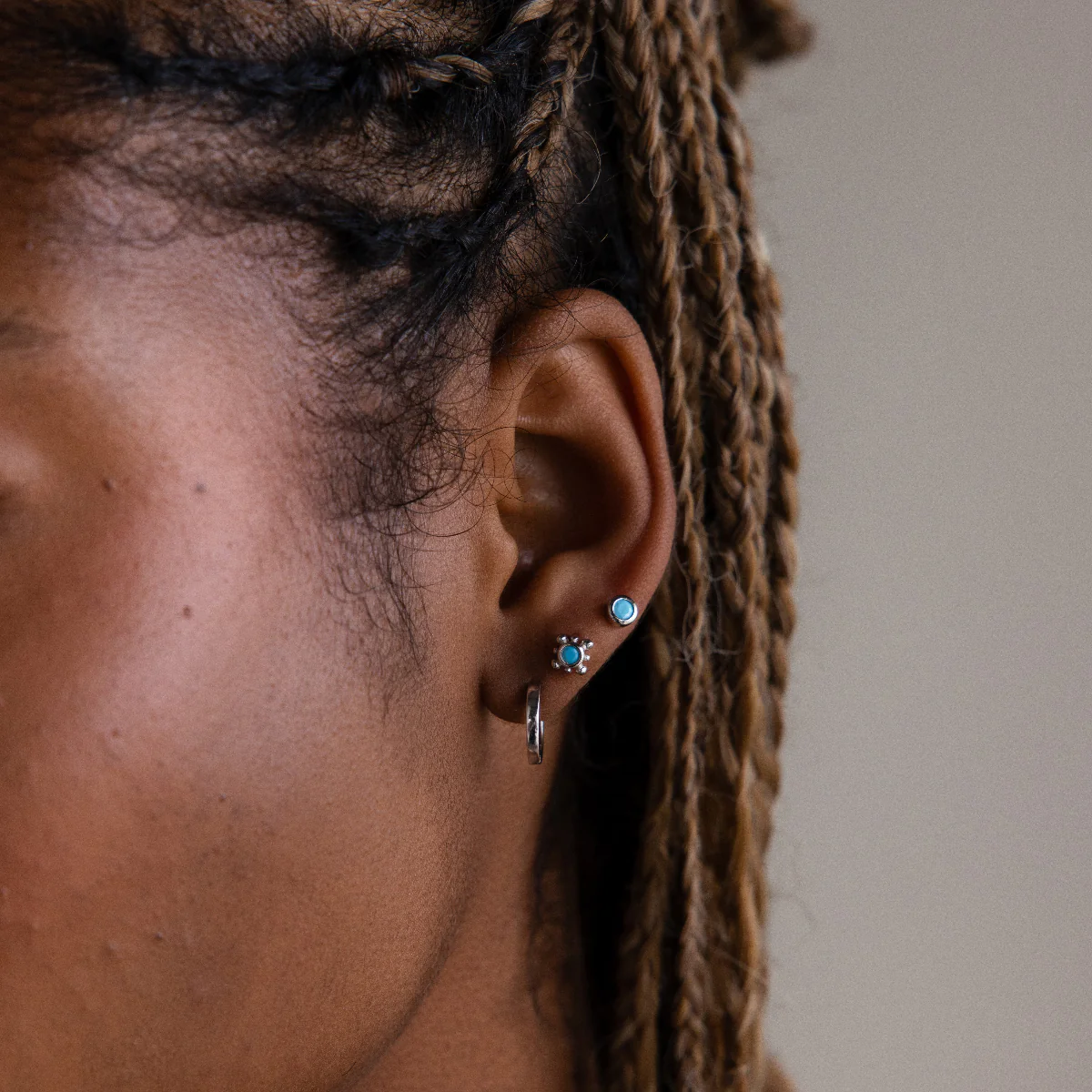 Ariel Turquoise Studs in Silver - Image 3