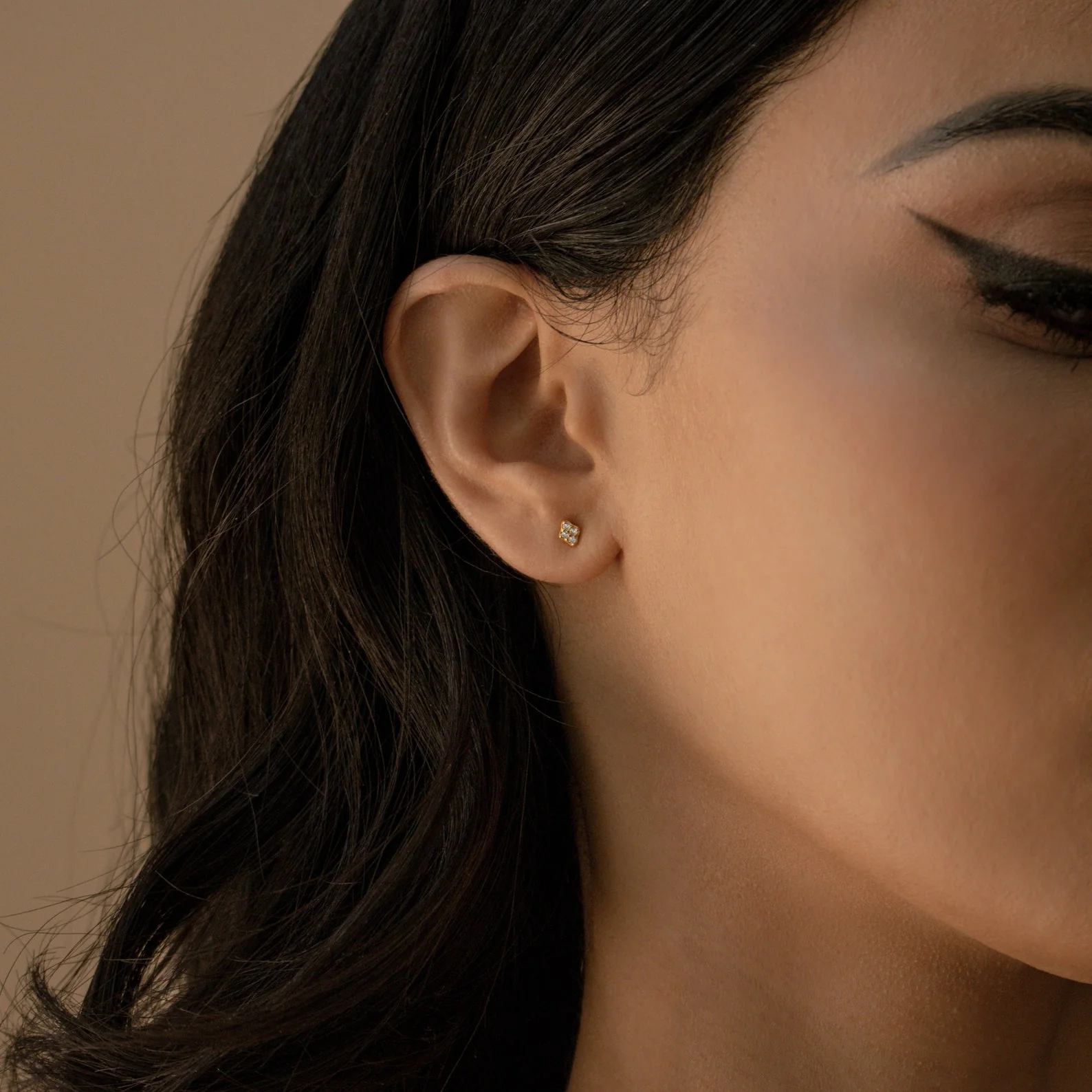 Avery Geometric Diamond Studs in 18K Gold - Image 4
