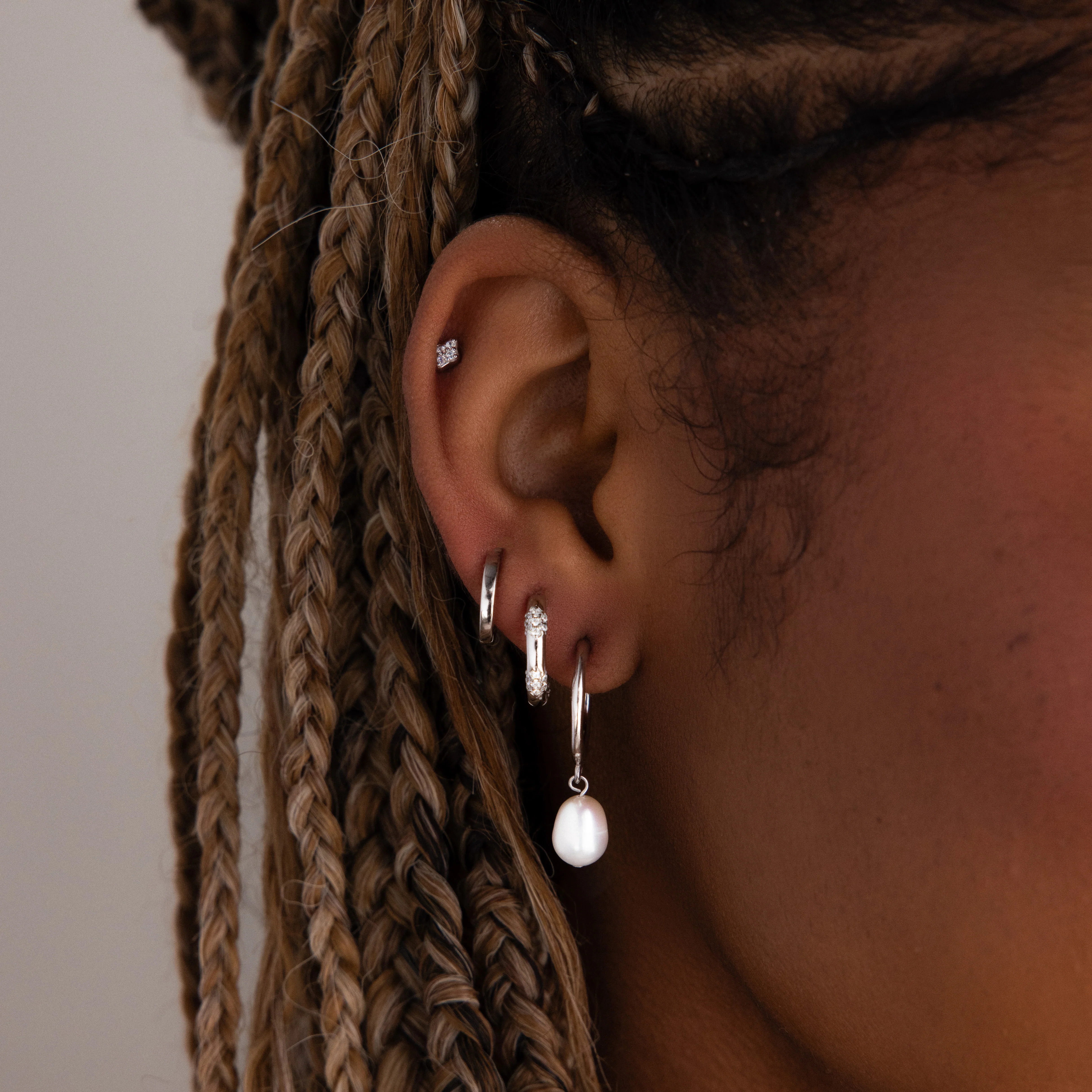 Avery Geometric Diamond Studs in Silver - Image 4