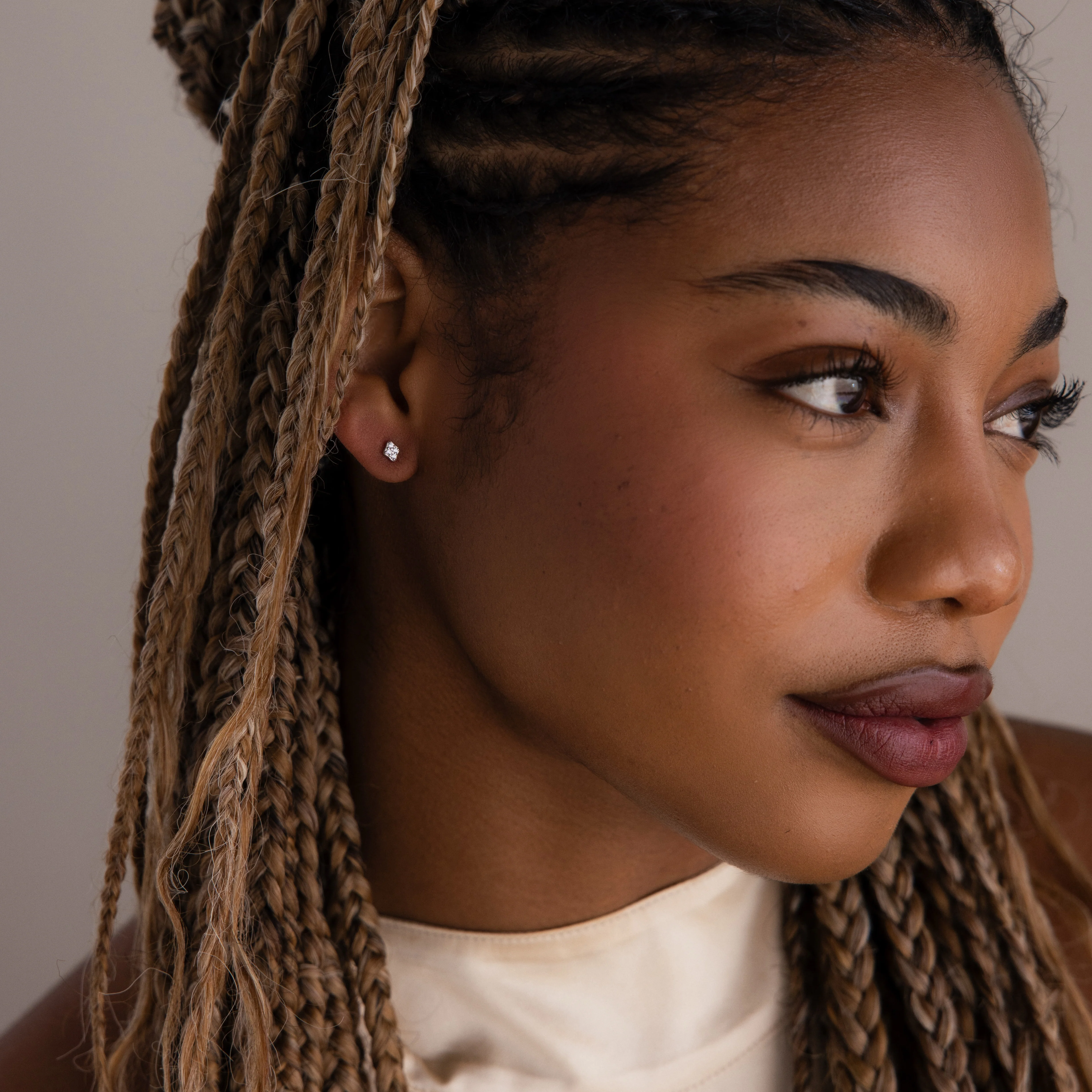 Avery Geometric Diamond Studs in Silver - Image 5