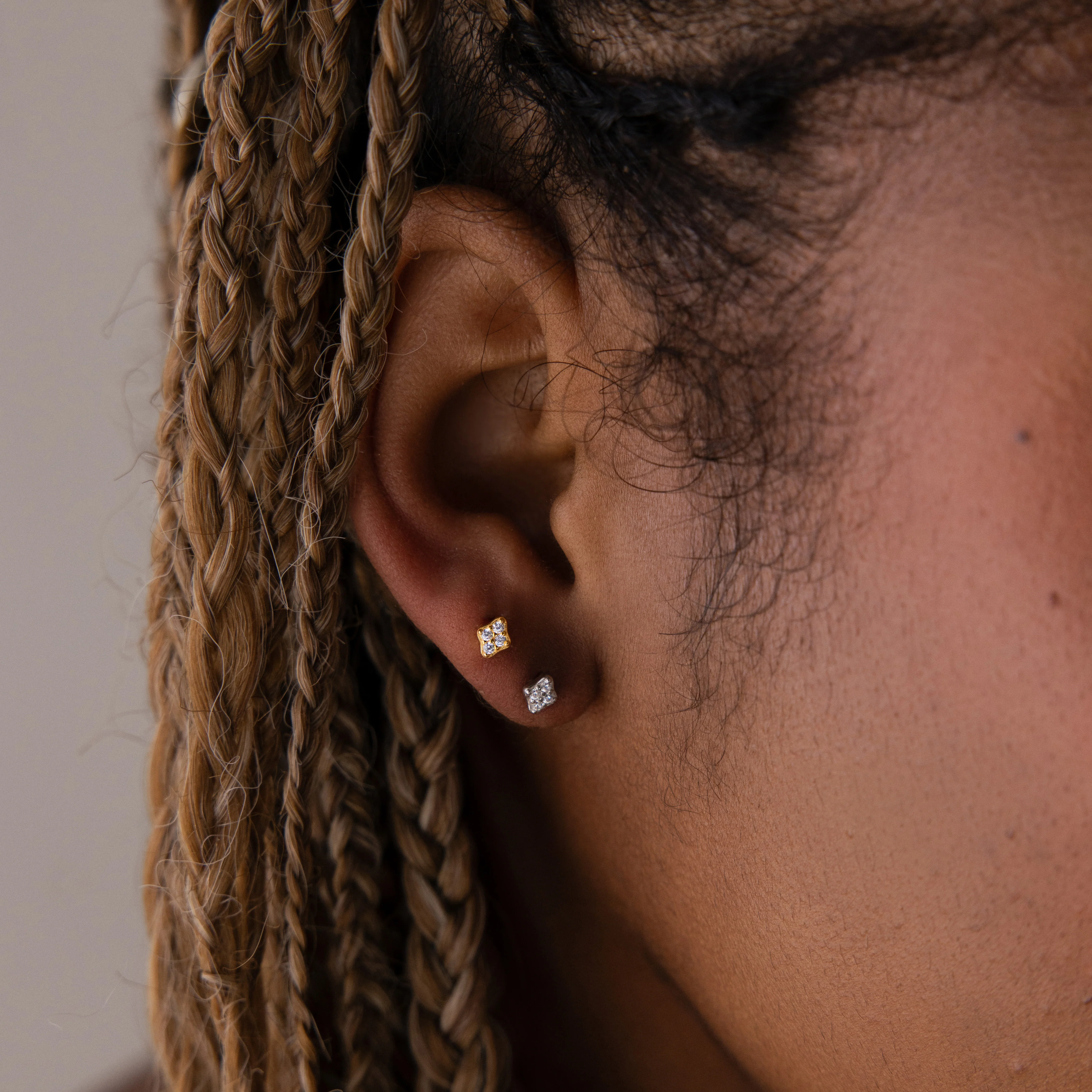 Avery Geometric Diamond Studs in Silver - Image 7