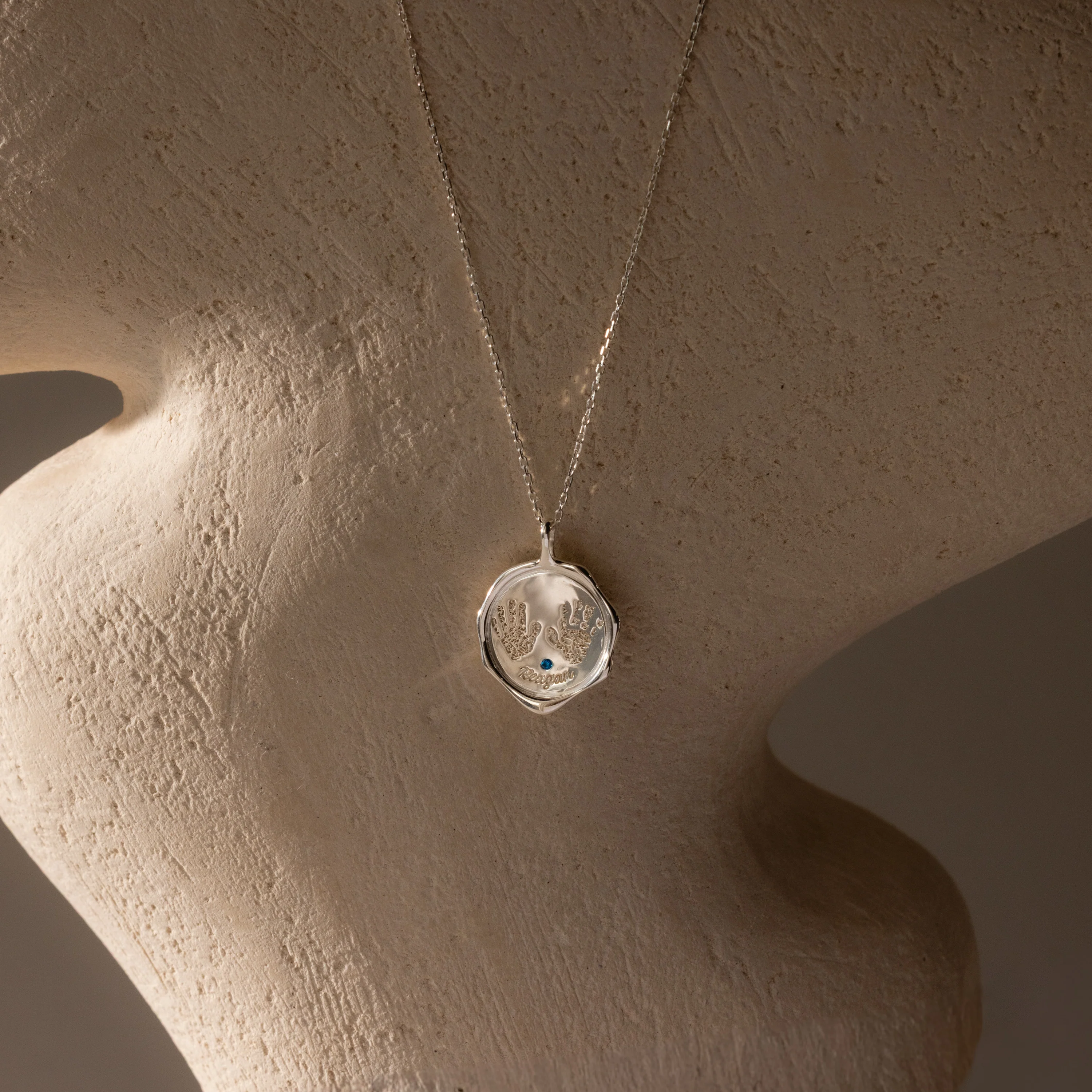 Baby Hand & Footprint Necklace in Silver - Image 3