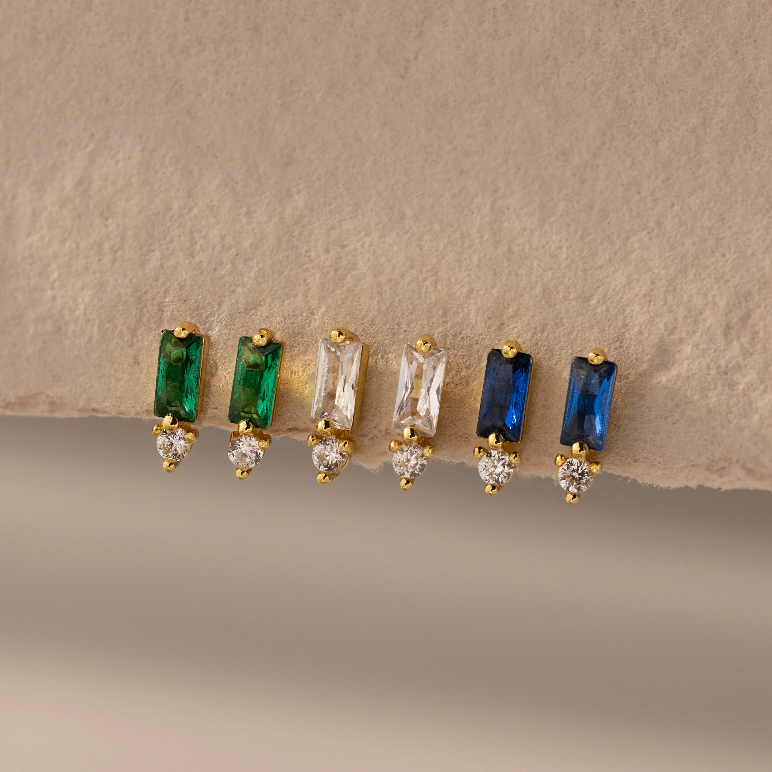Baguette Amethyst Drop Studs - Image 3