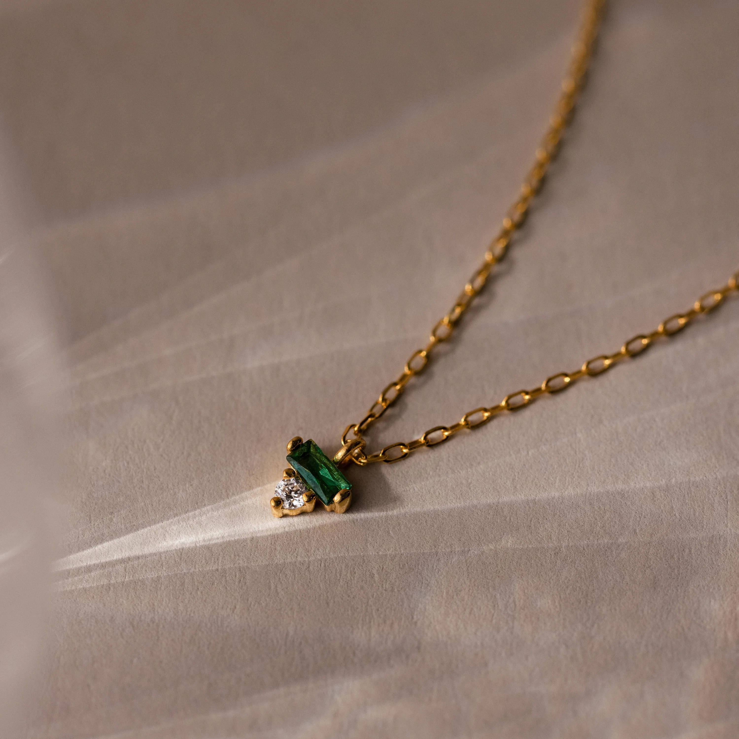 Baguette Birthstone Drop Necklace - Image 5