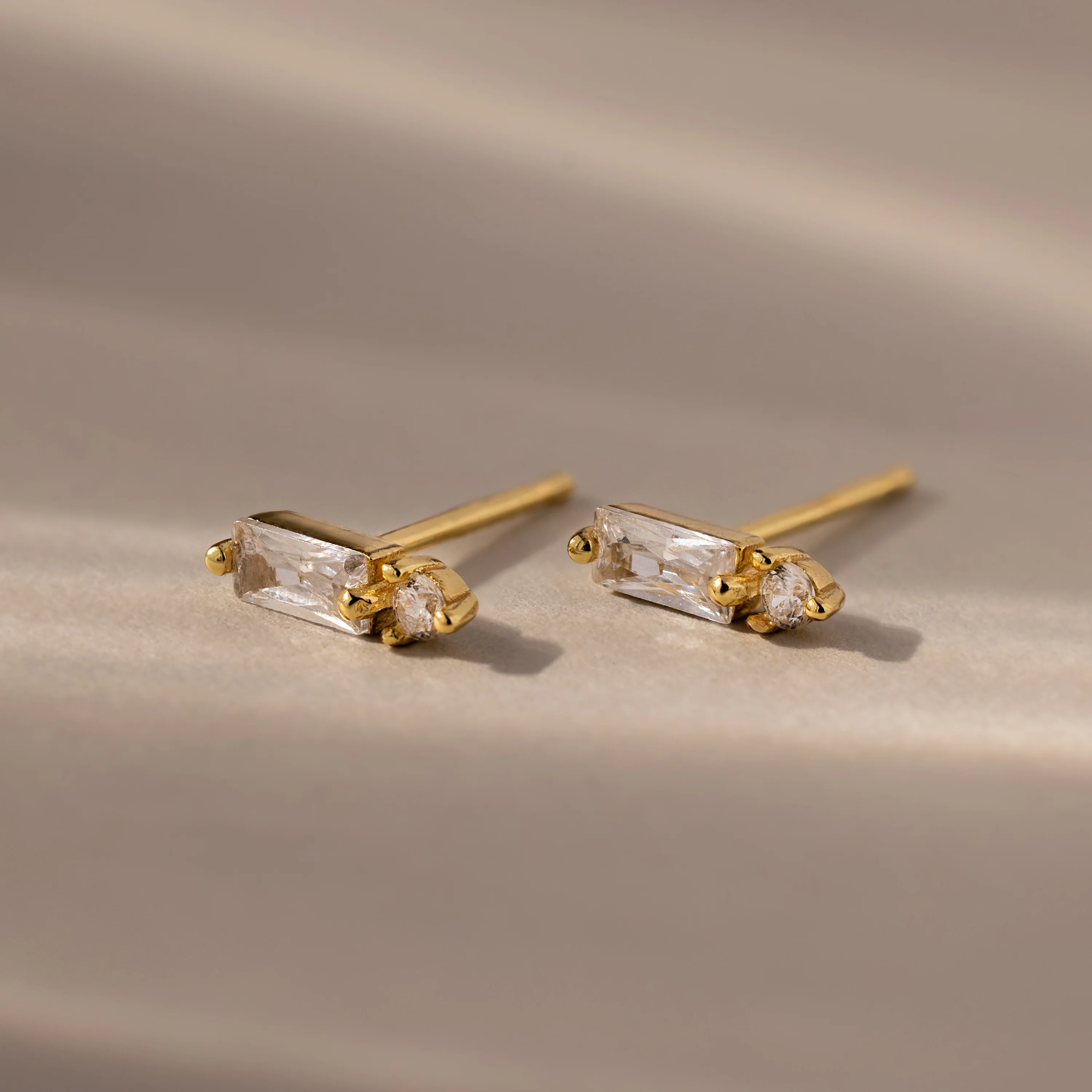 Baguette Diamond Drop Studs - Image 5