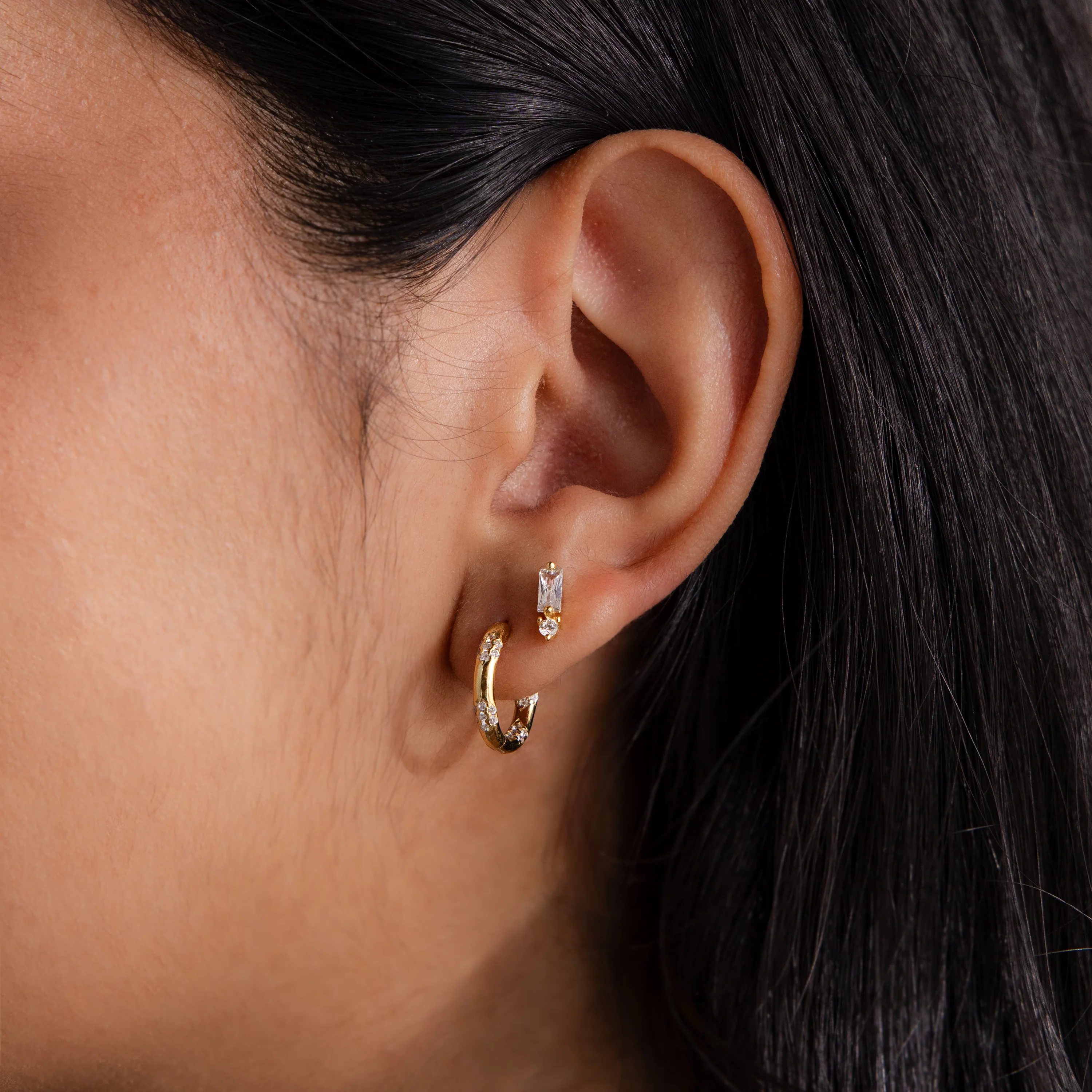 Baguette Diamond Drop Studs - Image 6