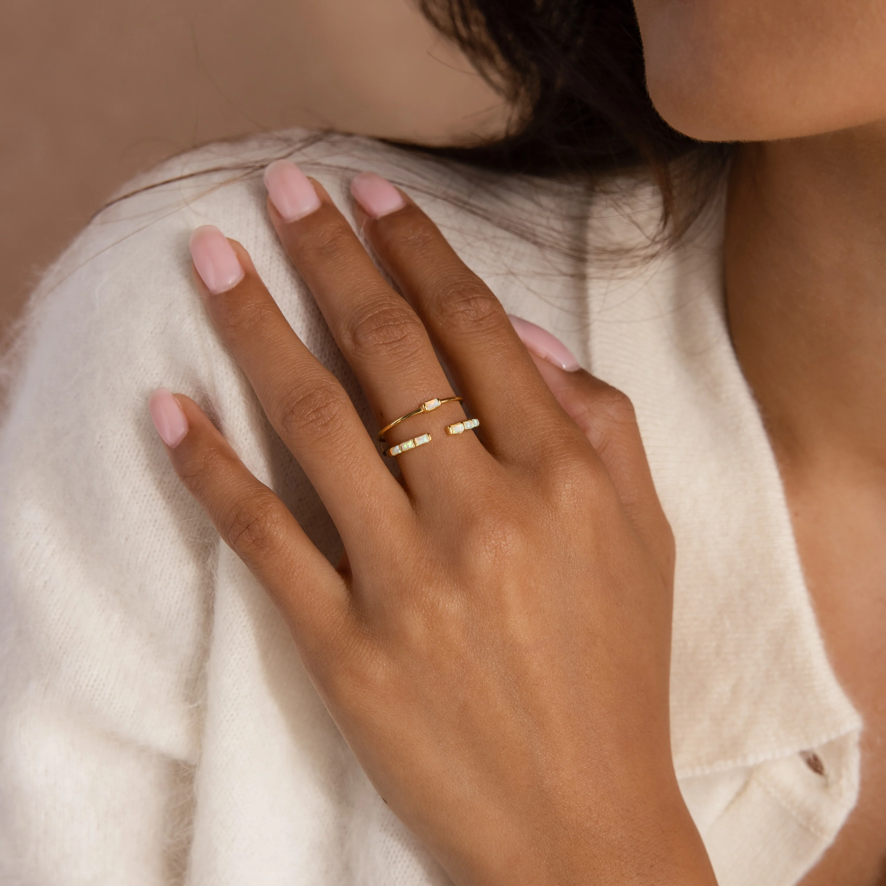 Baguette Opal Ring Set - Image 4