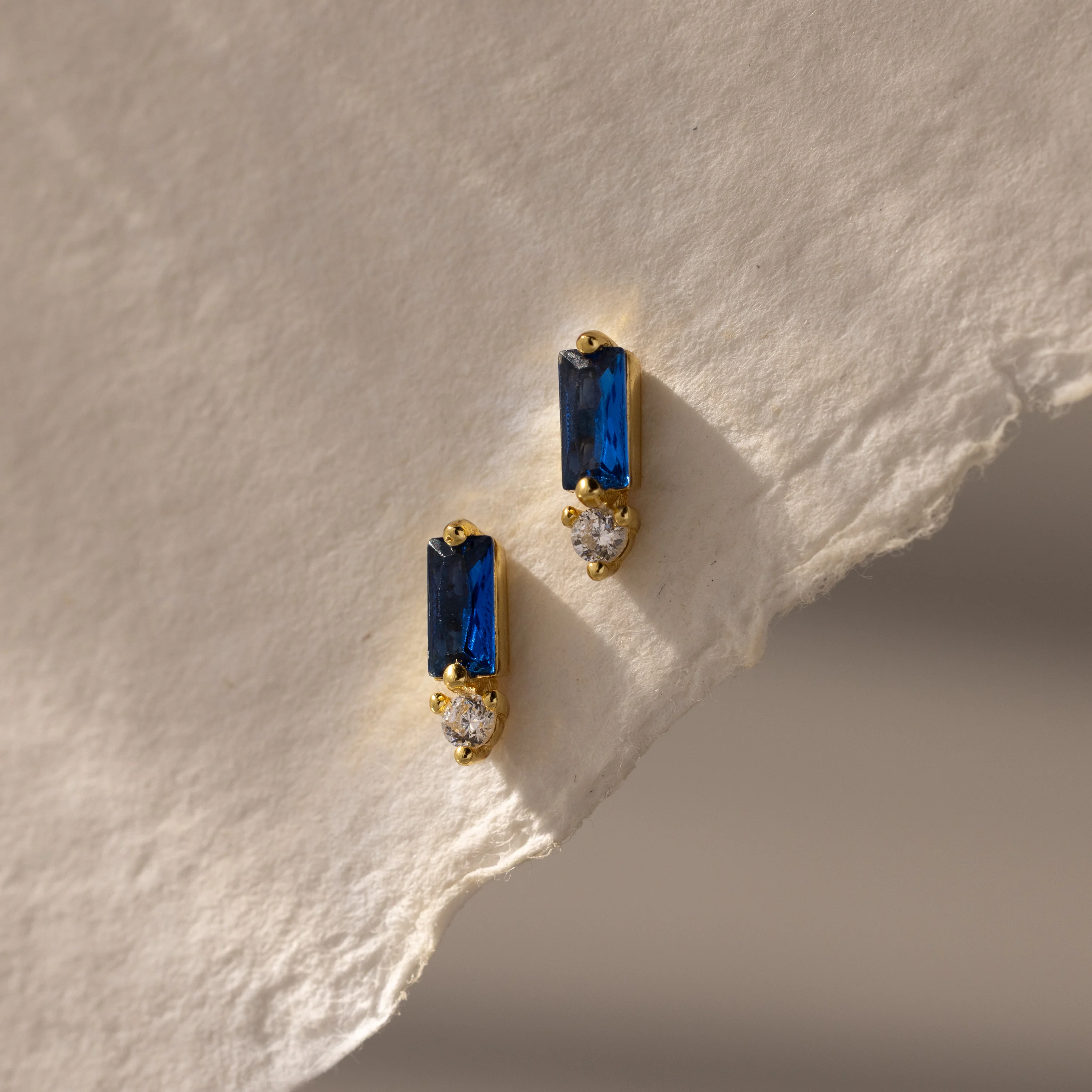 Baguette Sapphire Drop Studs