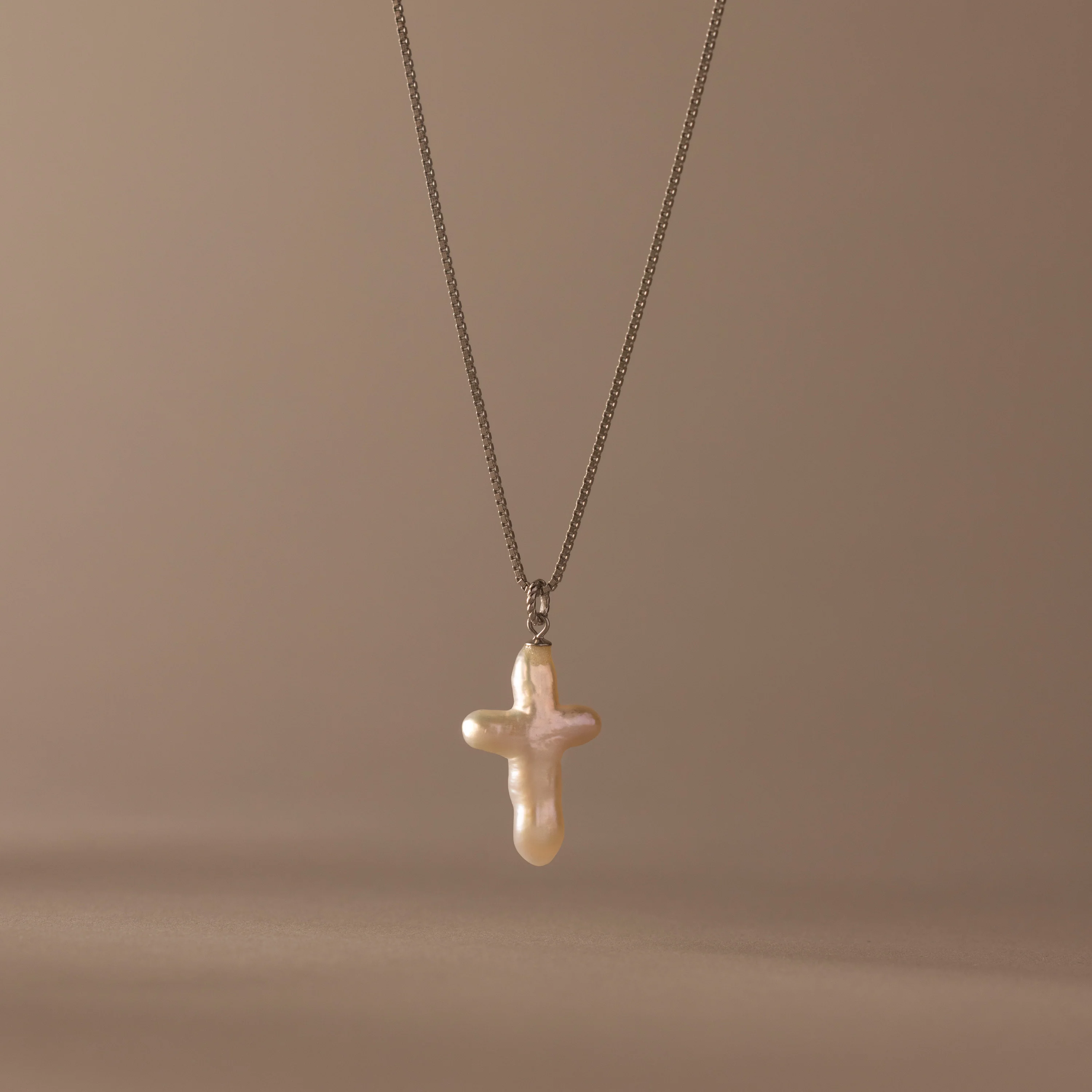 Baroque Pearl Cross Necklace - Image 2