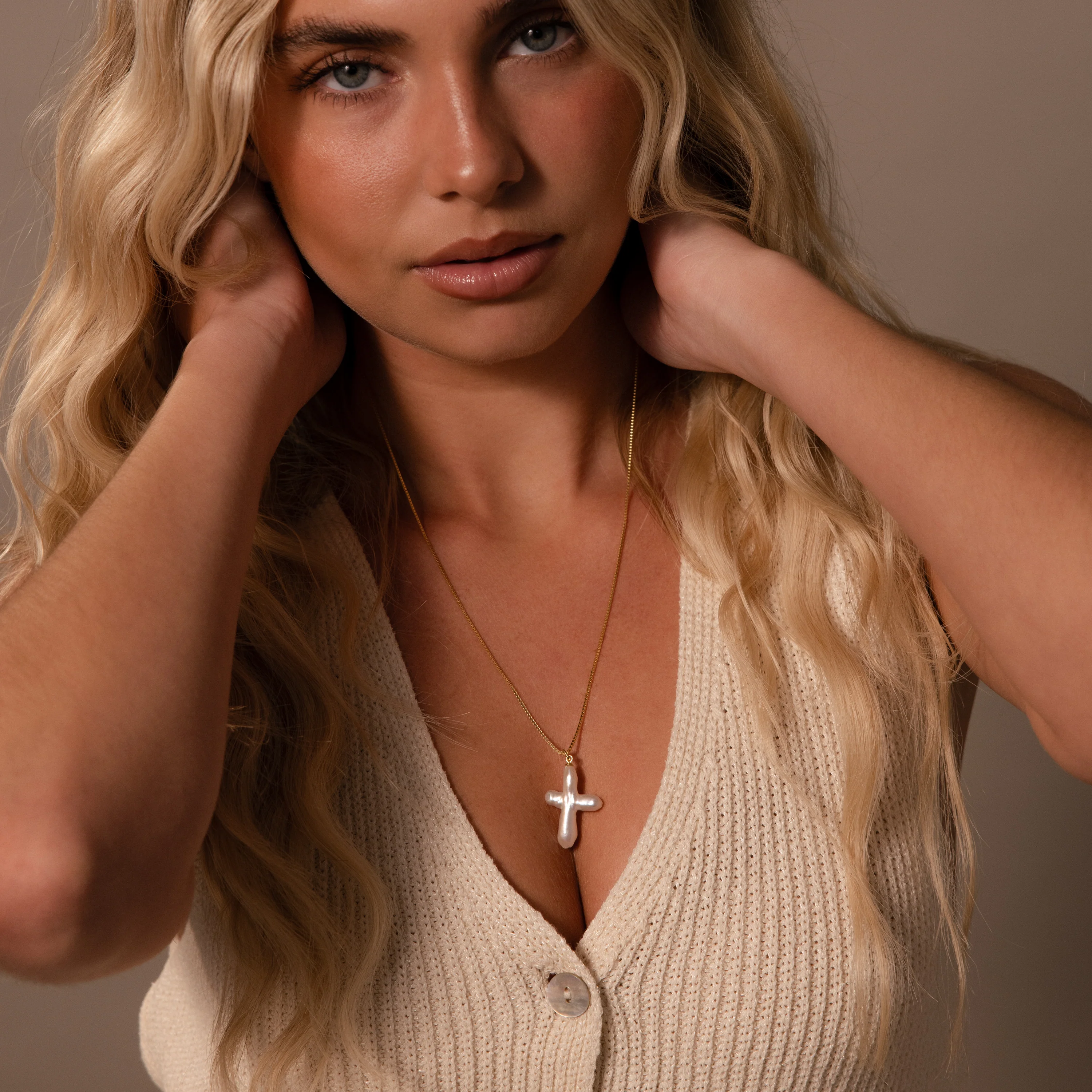 Baroque Pearl Cross Necklace - Image 9