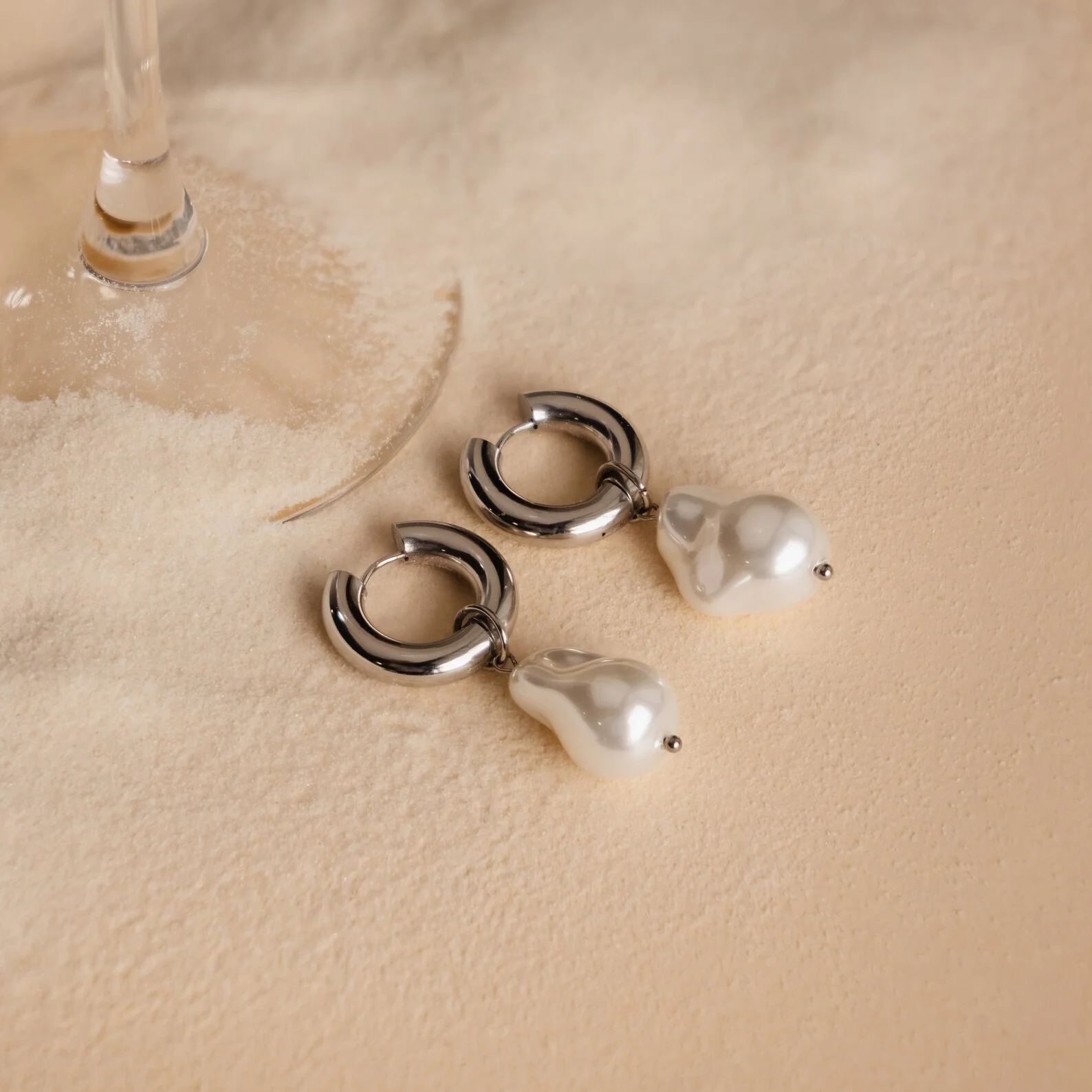 Baroque Pearl Drop Hoops - Image 5