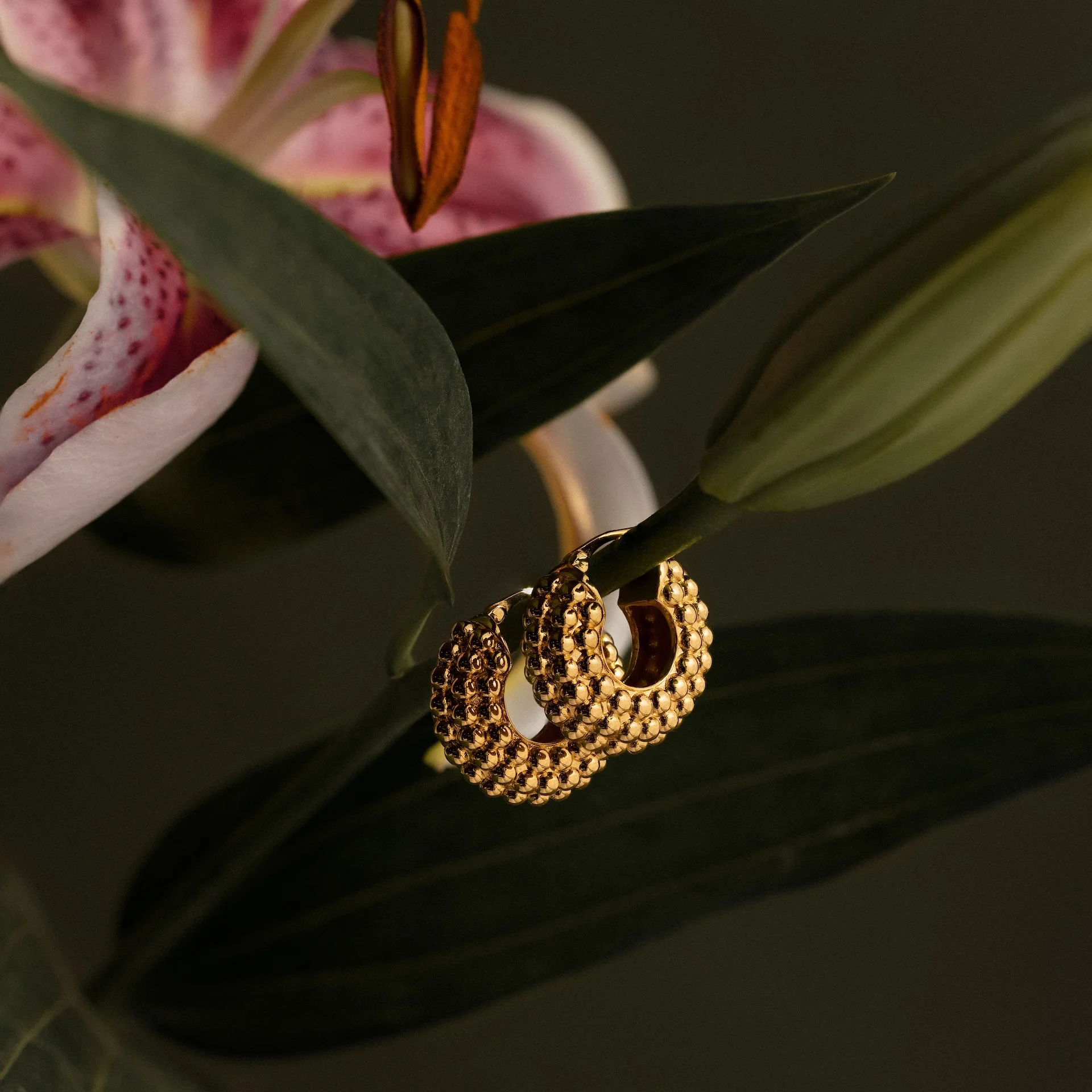 Beaded Dome Hoops in 18K Gold - Image 7